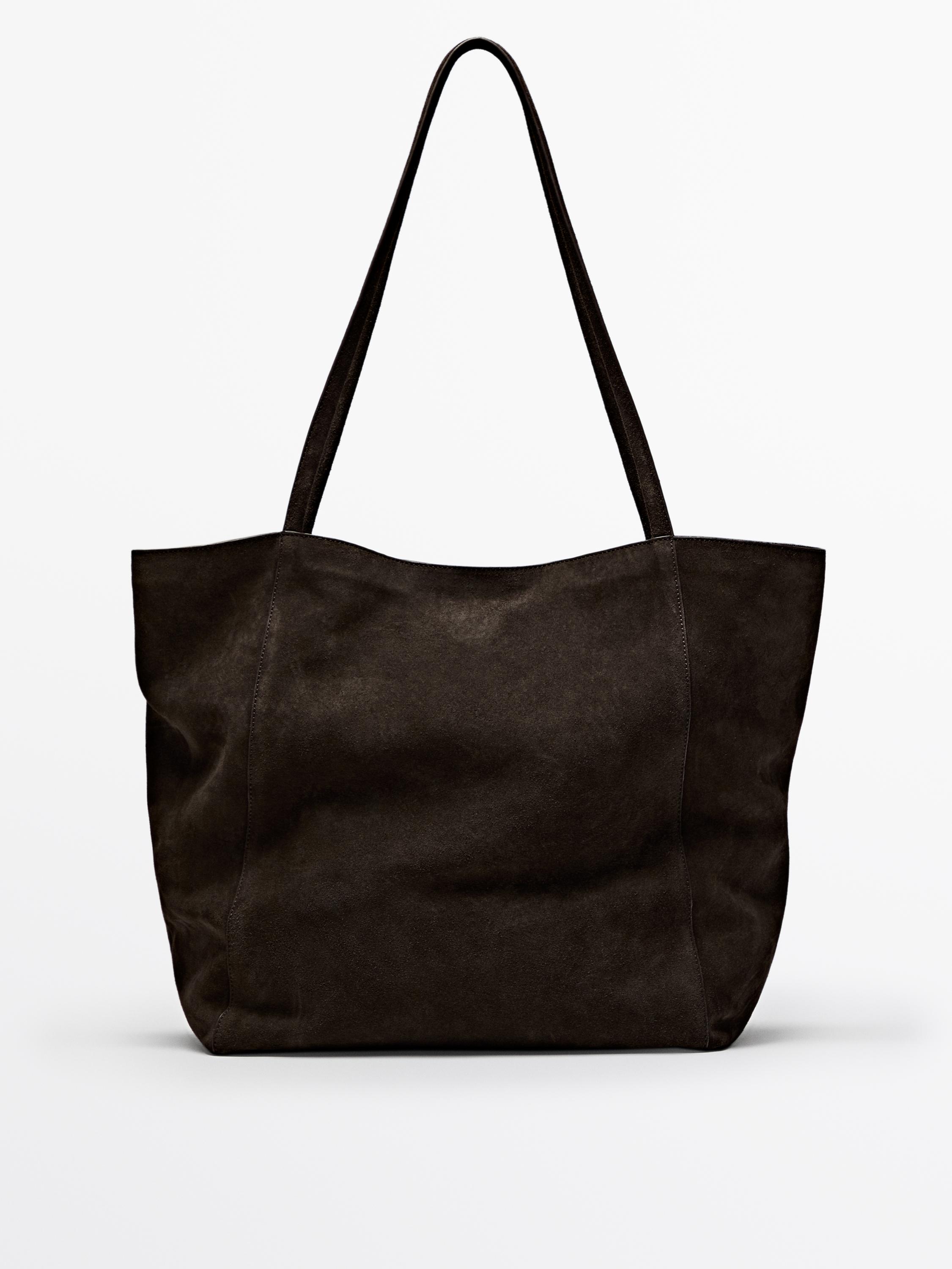 Split suede leather bucket bag
