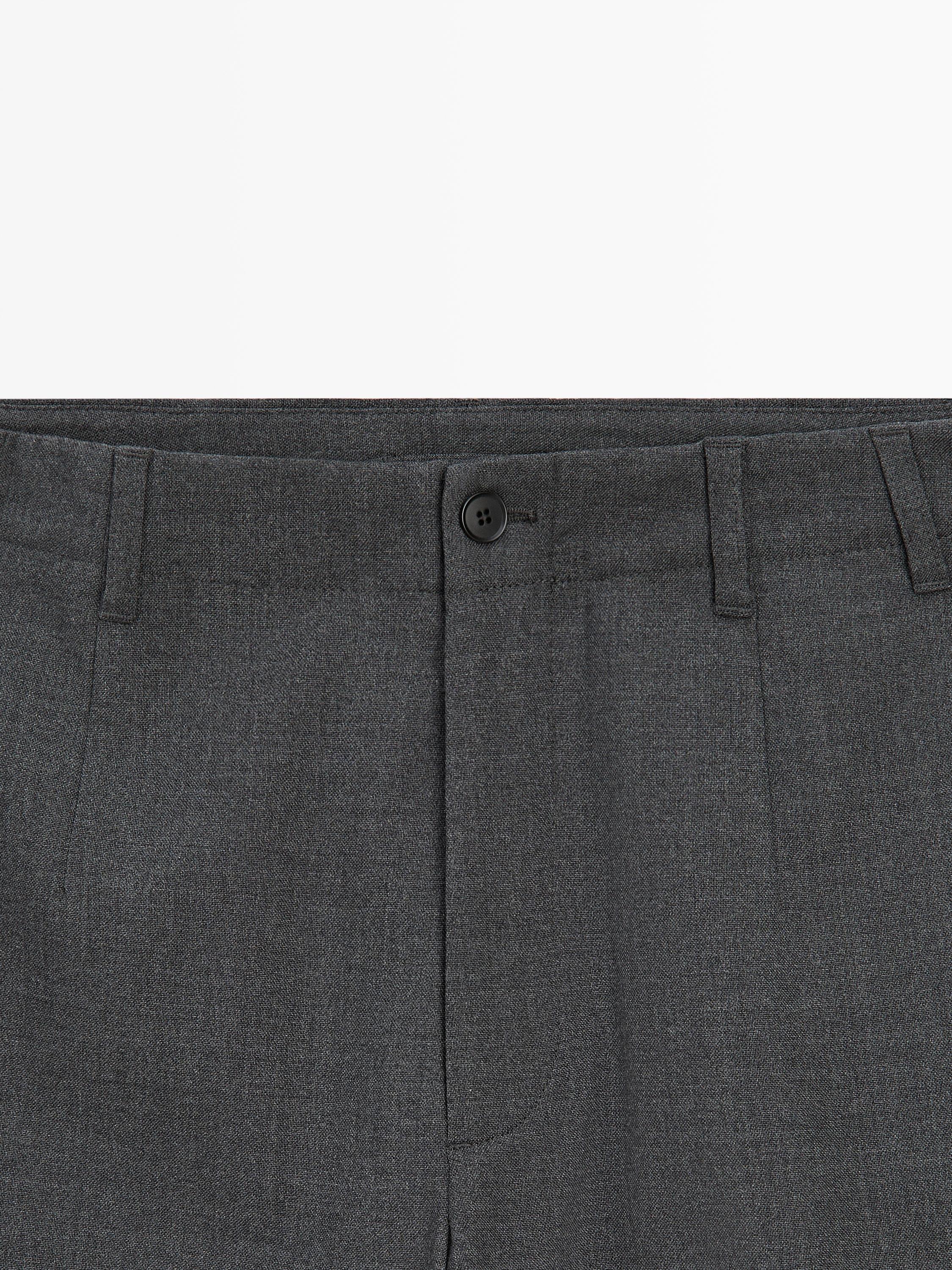 Cool wool textured trousers — GREY