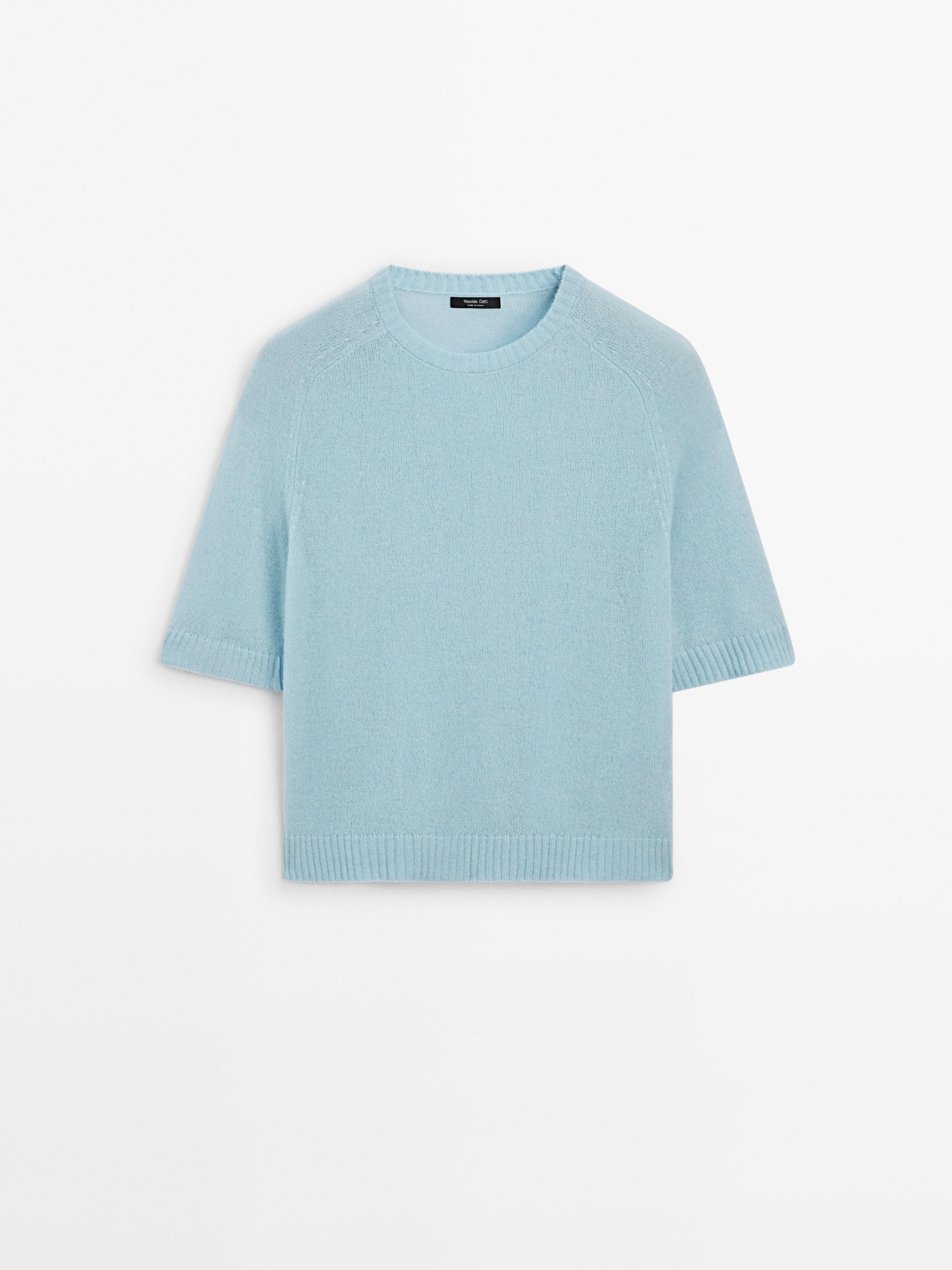 Alpaca blend knit short sleeve sweater