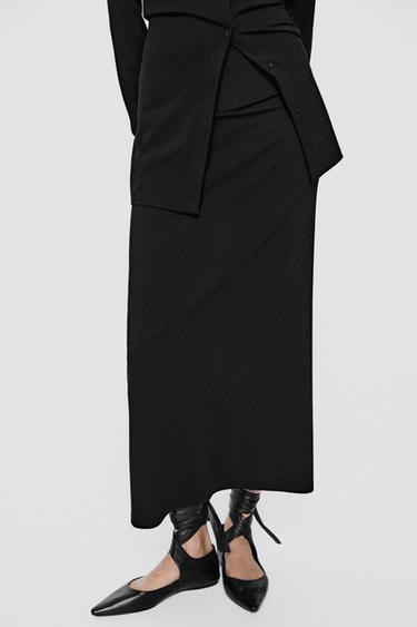 Stretch wool blend long skirt - LIMITED EDITION — BLACK 2