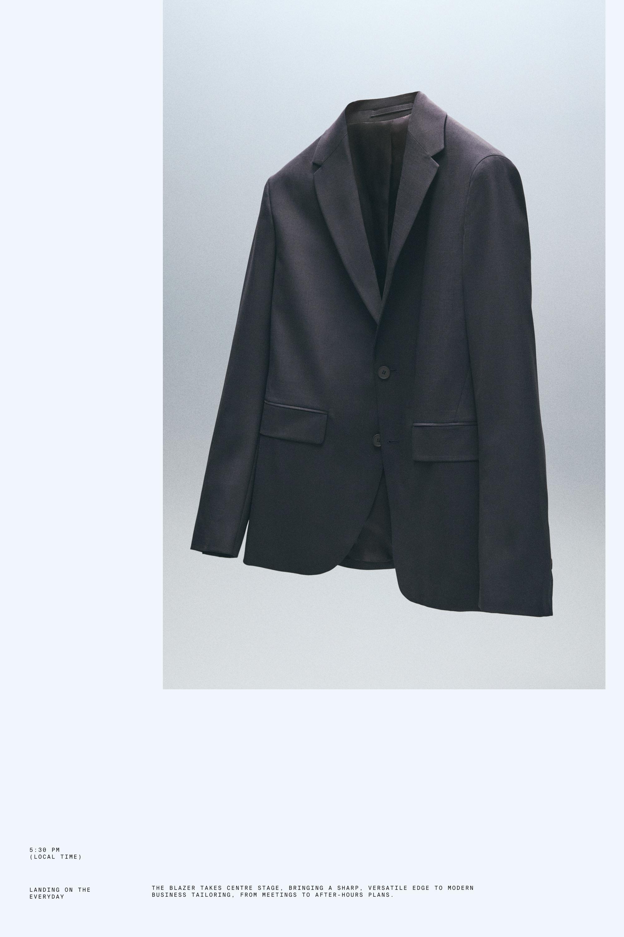 Wool blend suit blazer — NAVY BLUE