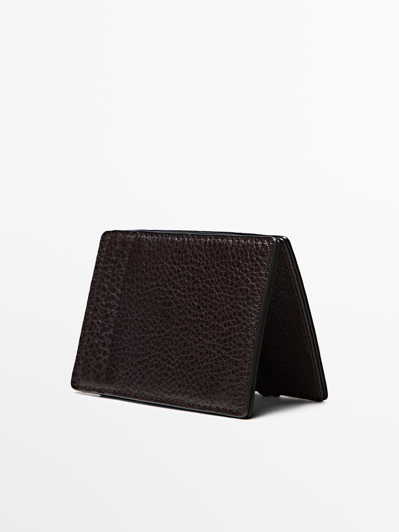Nappa leather "magic" vertical wallet — BROWN