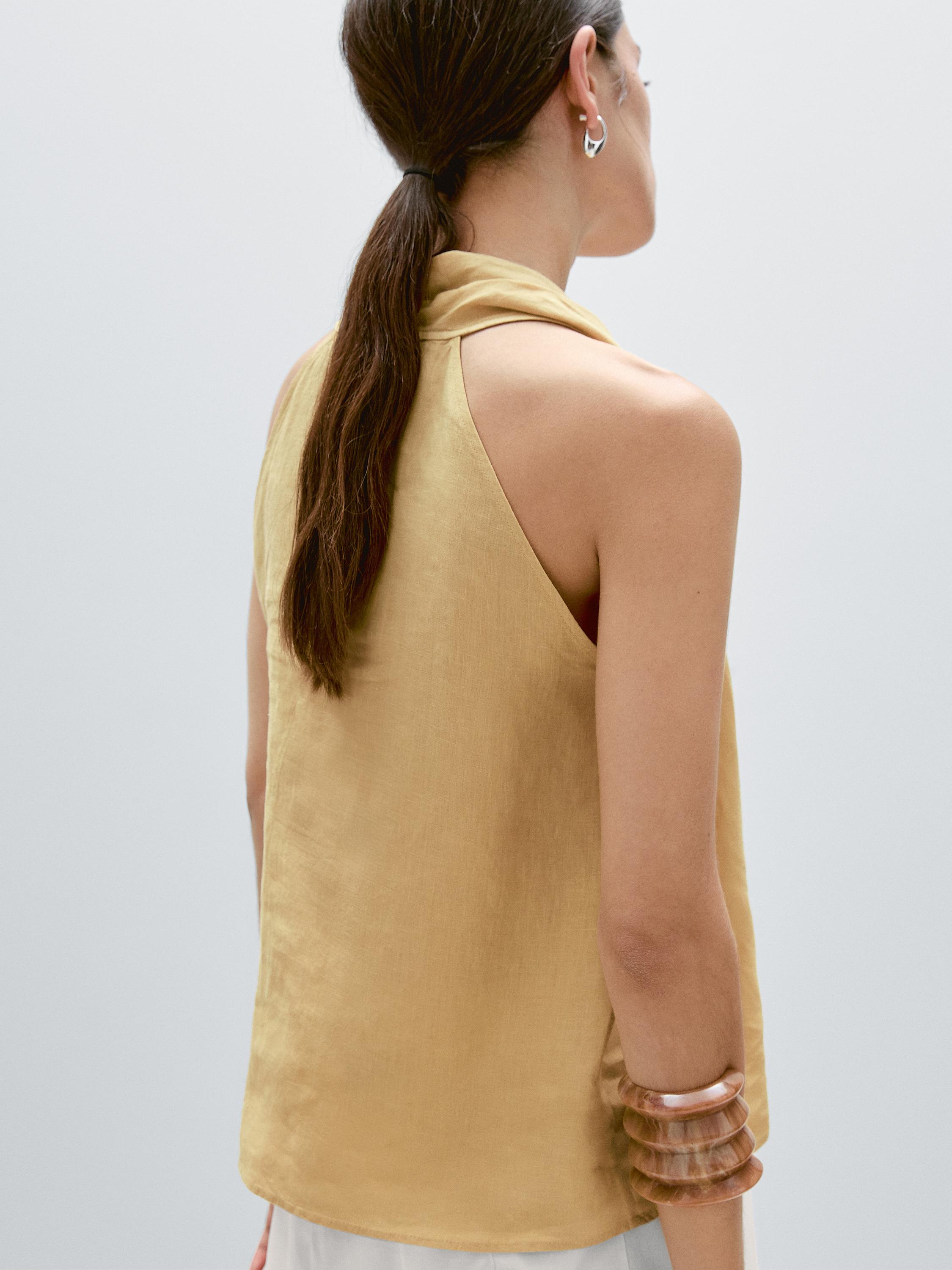 Top halter cruzado lino