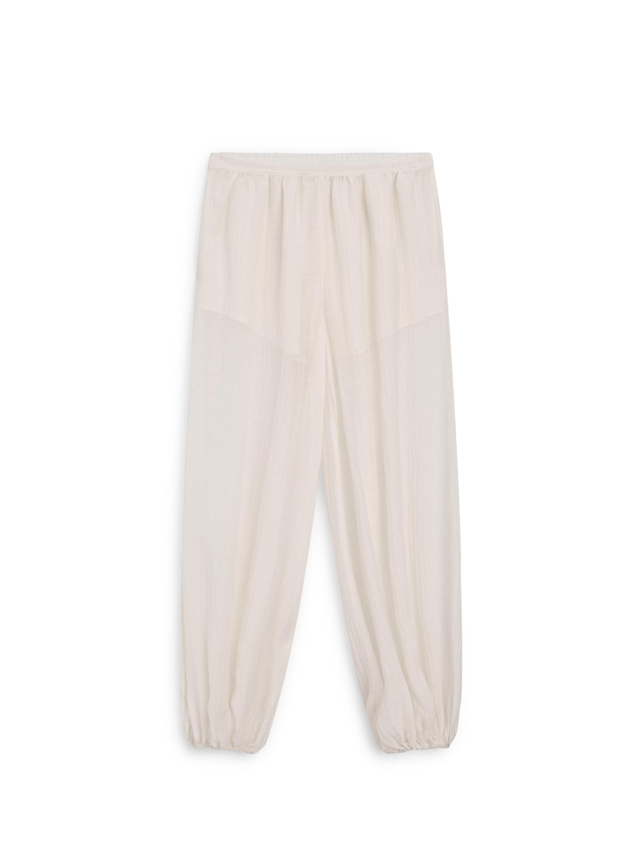 Flowing sarouel trousers with pleated detail — IVORY