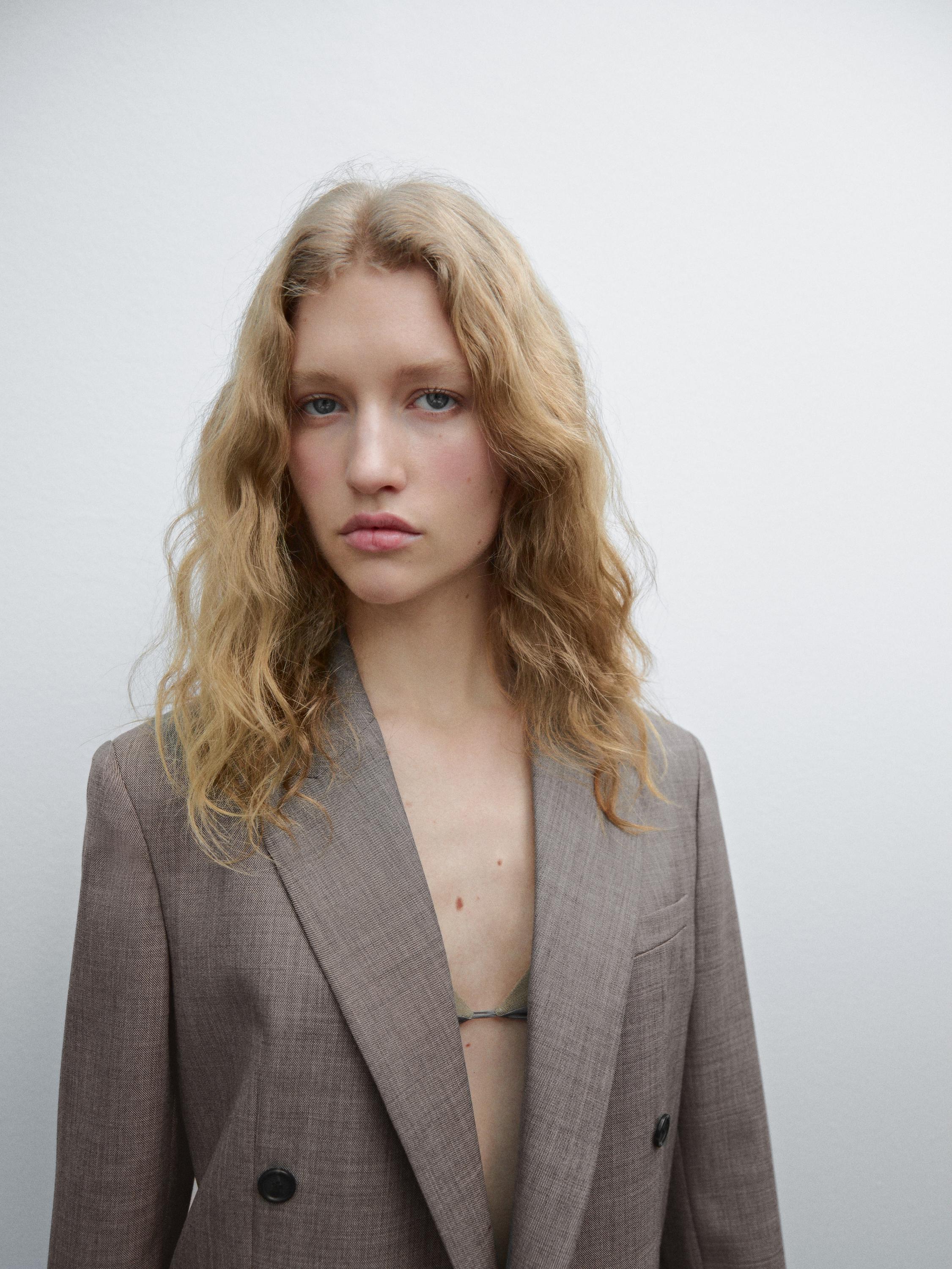 Double breasted Melange Wool Blend Blazer Mink Dressy Massimo Dutti double-breasted-melange-wool-blend-blazer-mink-dressy-massimo-dutti