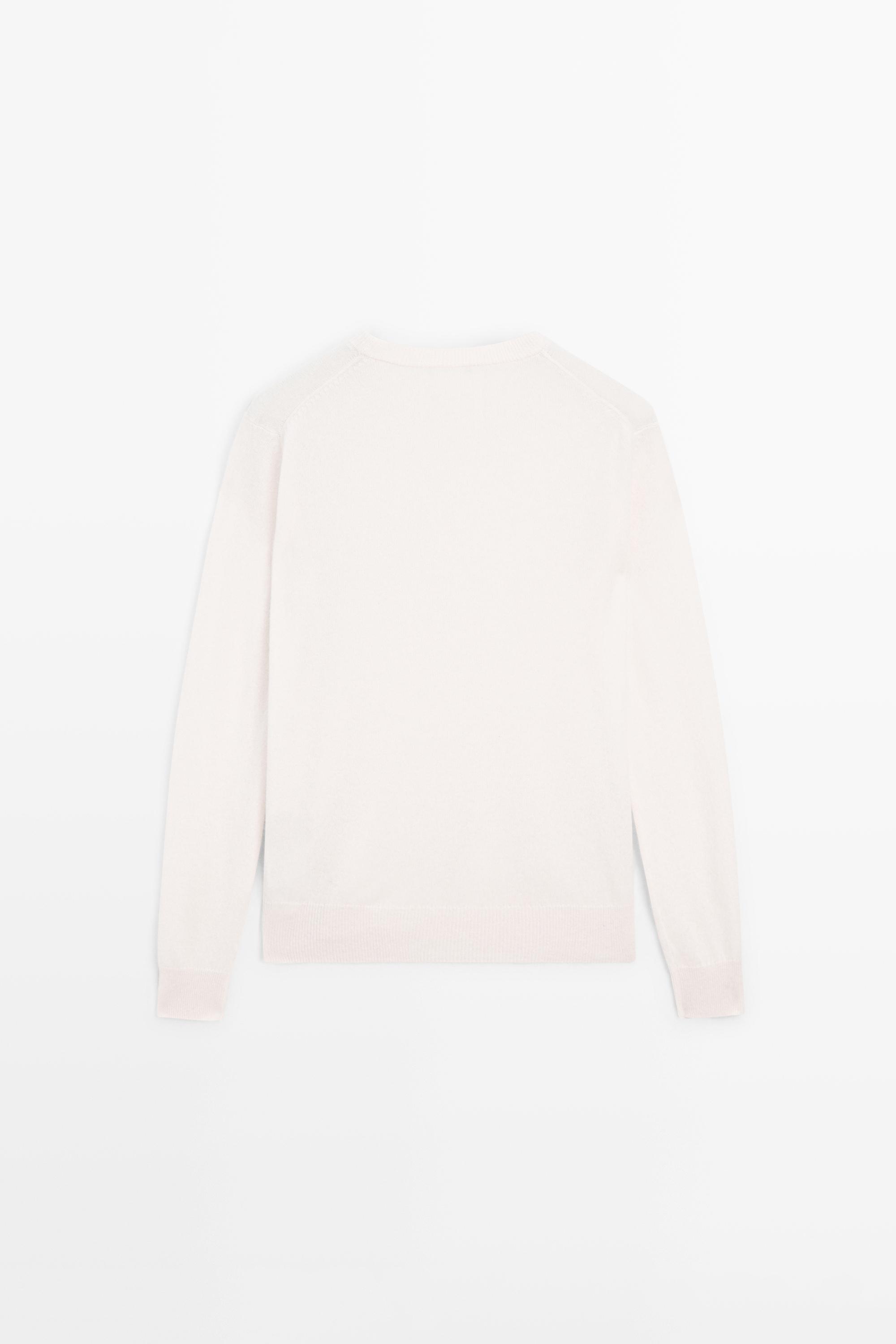 100% cashmere long sleeve sweater — CREAM