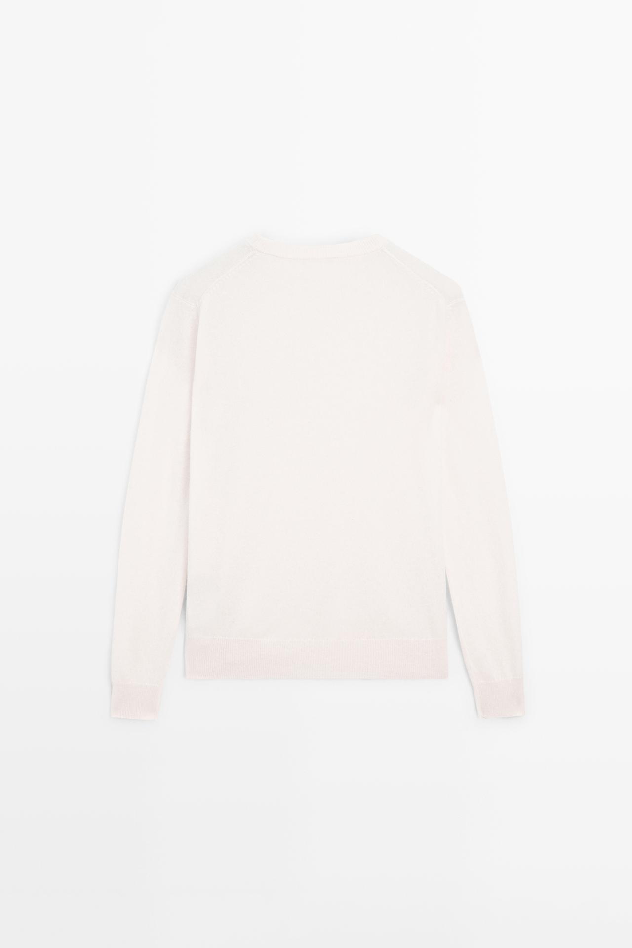 100% cashmere long sleeve sweater — CREAM