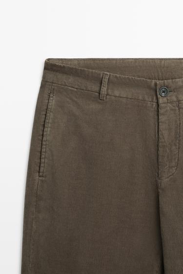 Slim fit corduroy pants — GREEN 4
