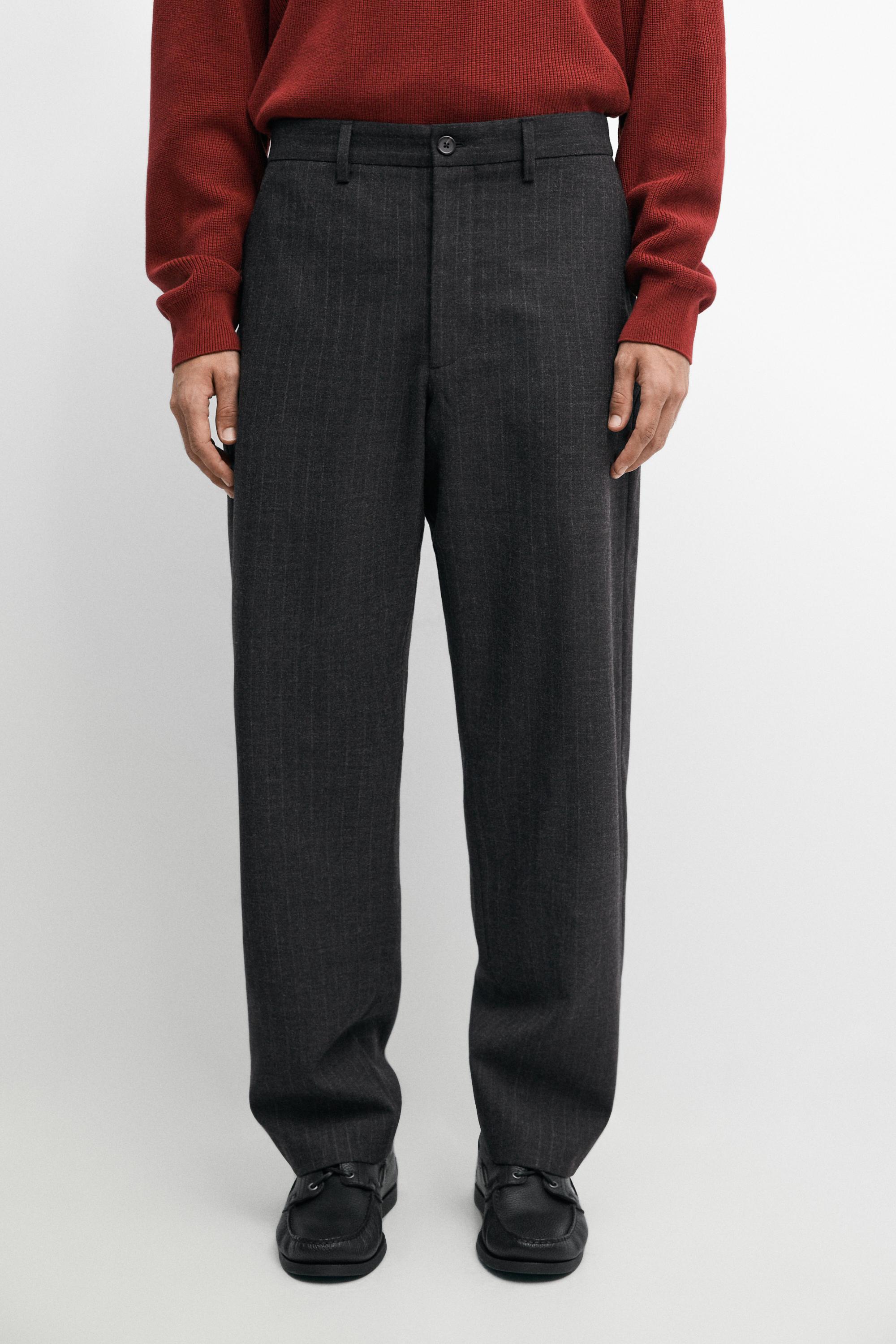Pantalón relaxed fit rayas 100% lana