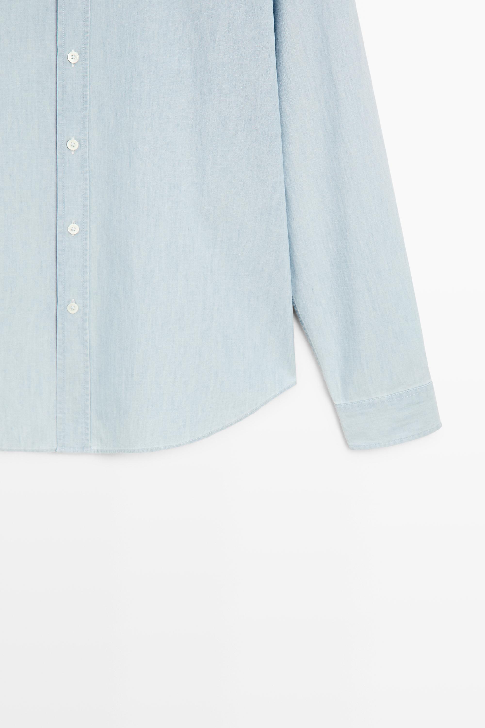 Slim fit 100% cotton denim shirt — SKY BLUE