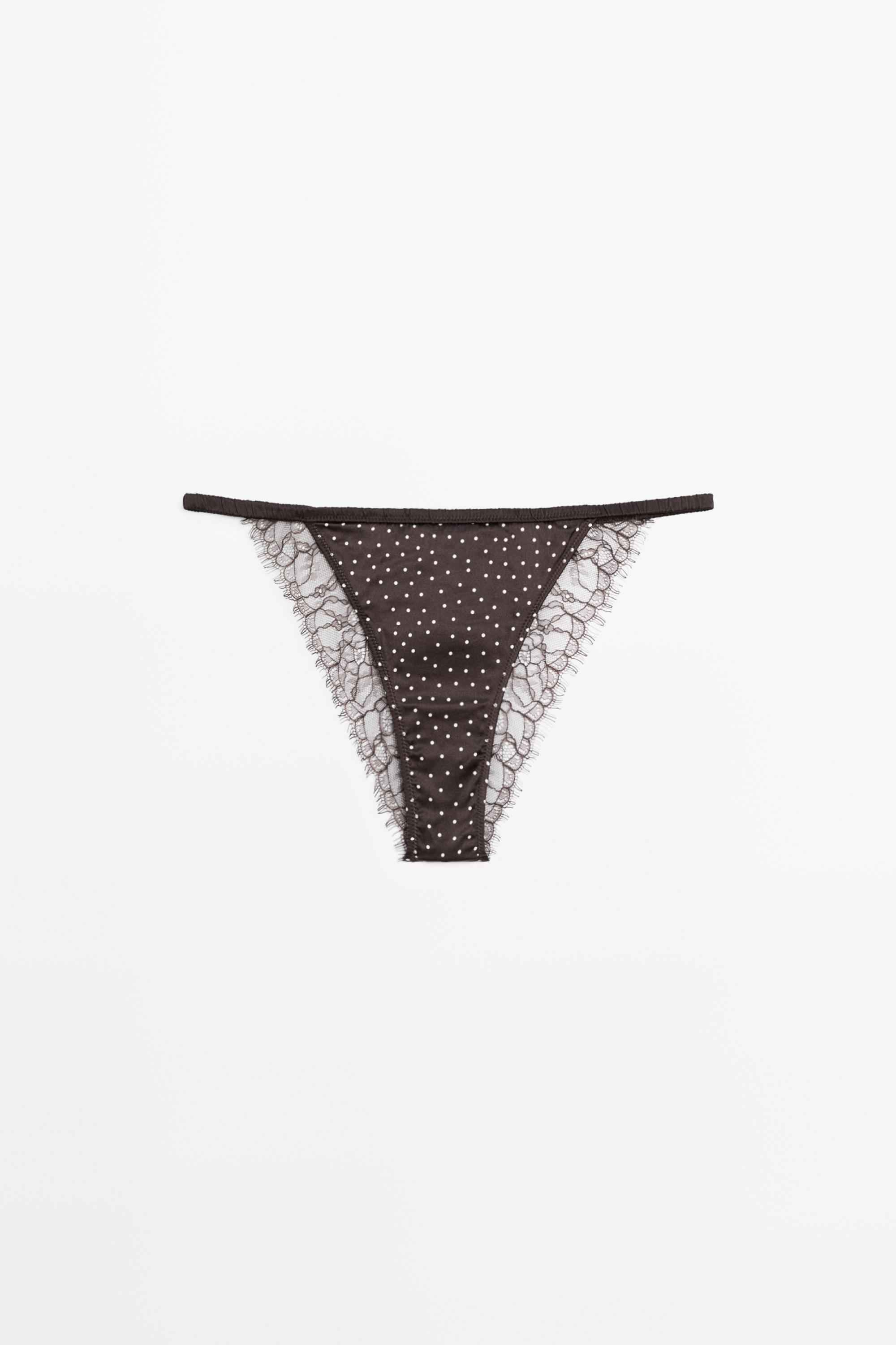Polka dot briefs with lace detail