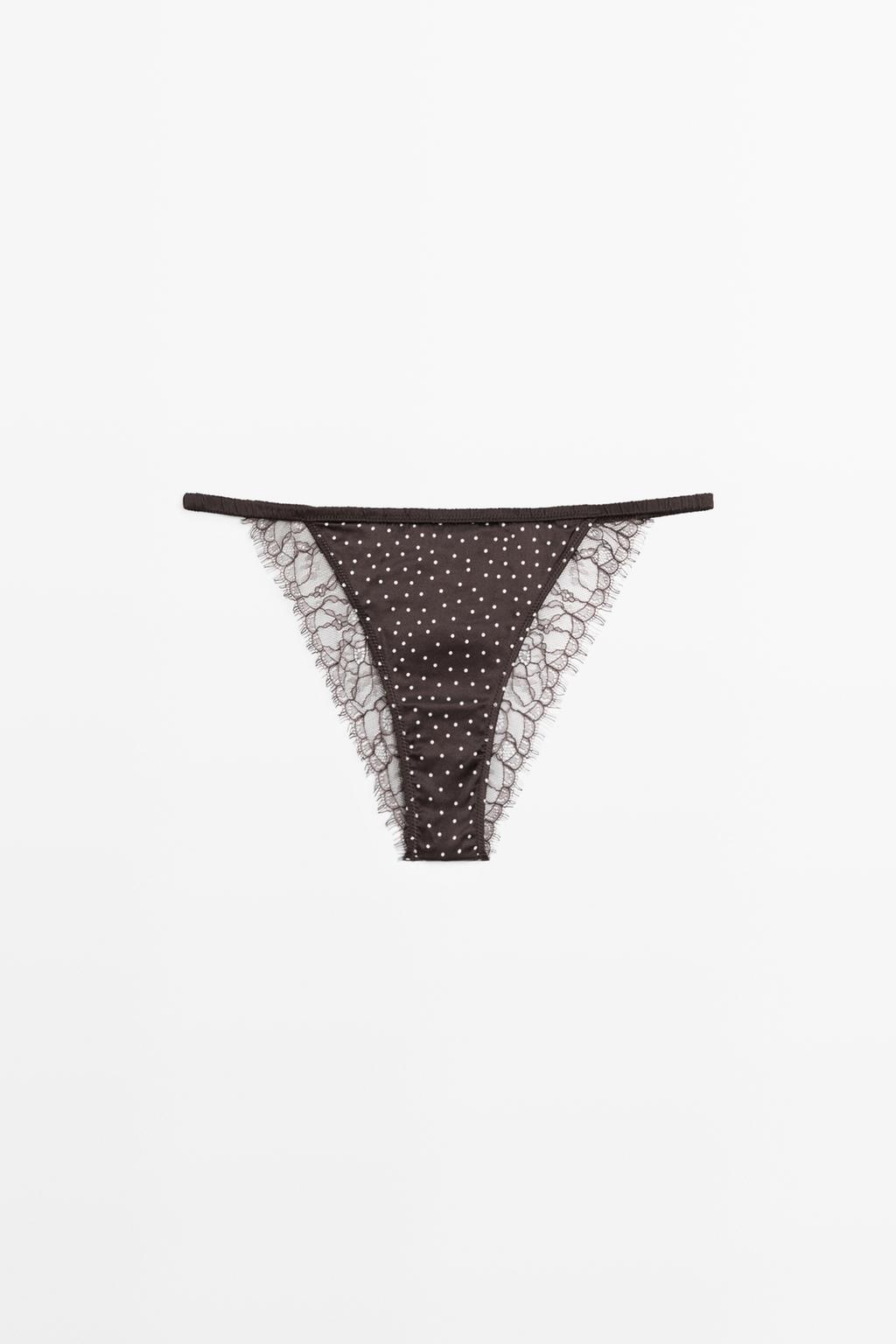 Massimo Dutti Lace detallı polka nöqtəli brif