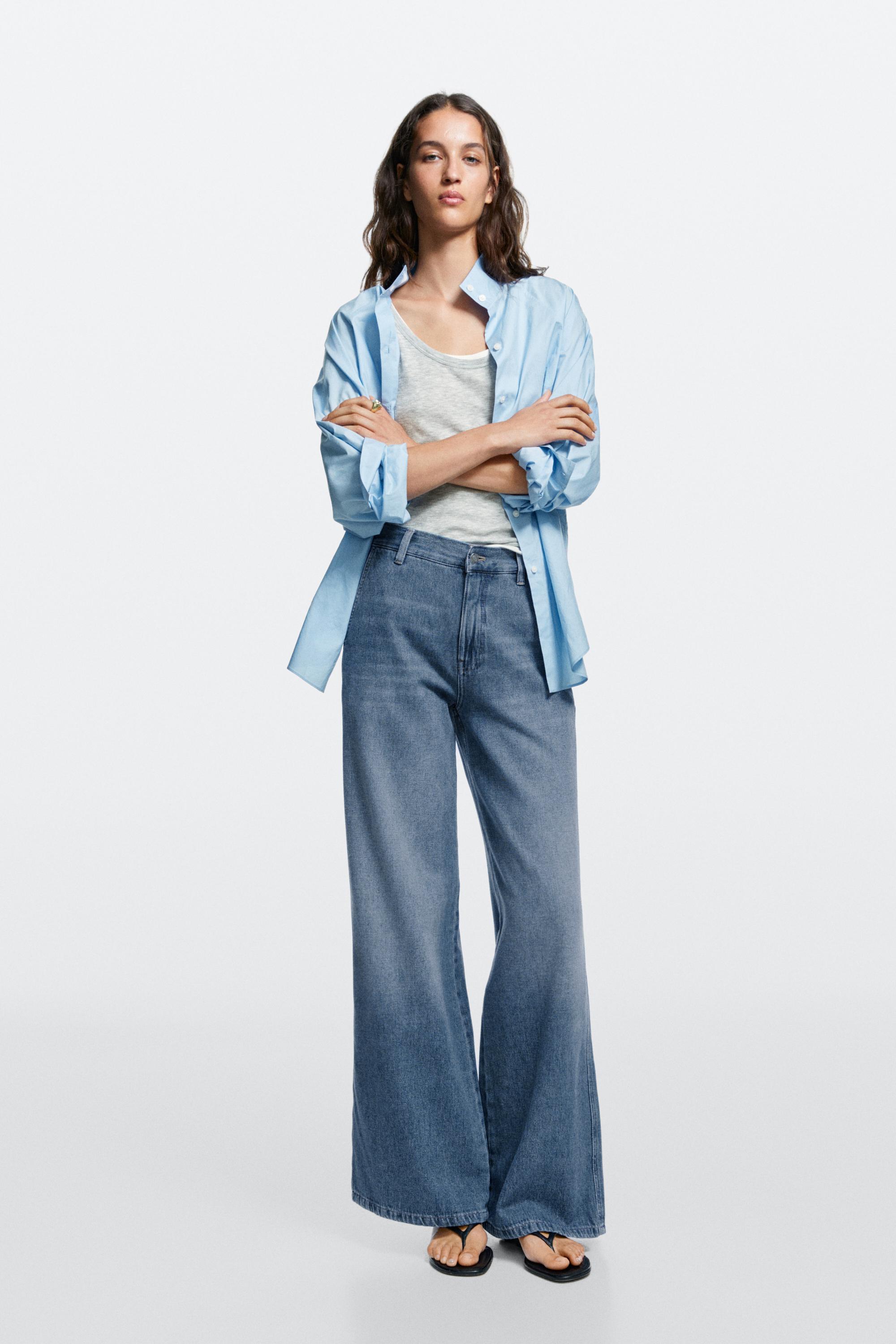 Mid-waist wide-leg jeans