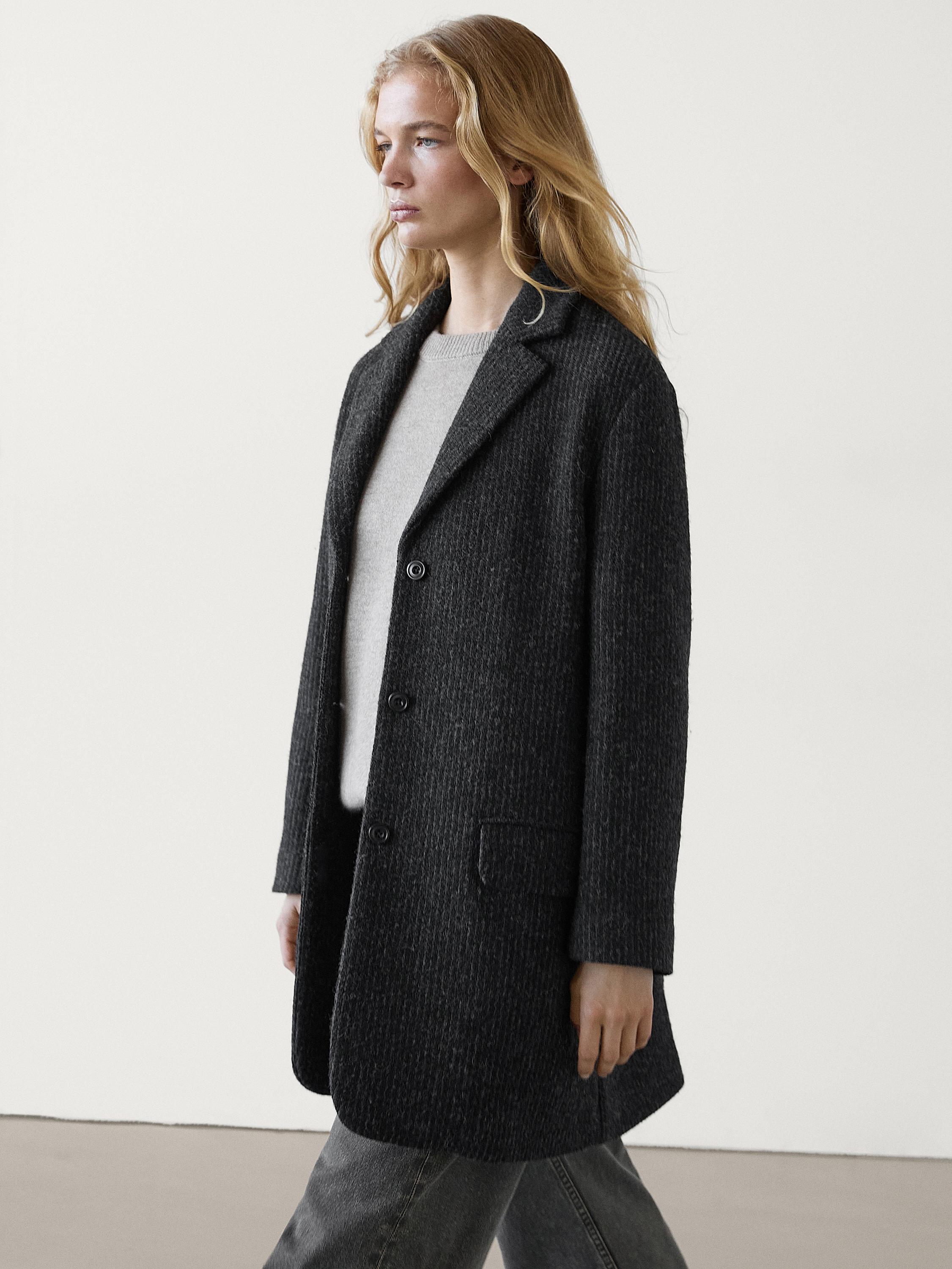 Manteau mi-long laine mélangée