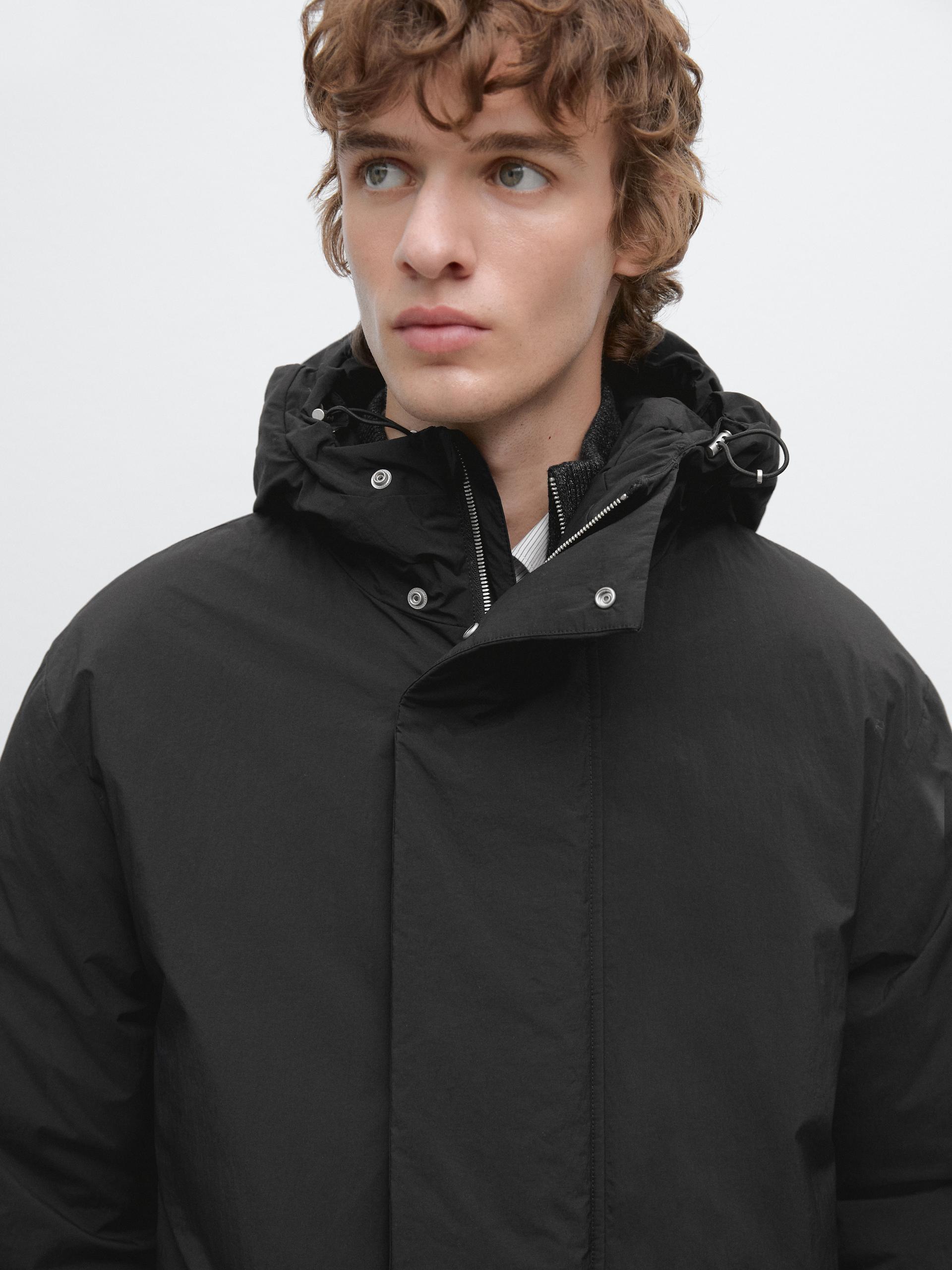 Parka Matelassée Déperlante À Capuche - Noir - L - Massimo Dutti - Homme