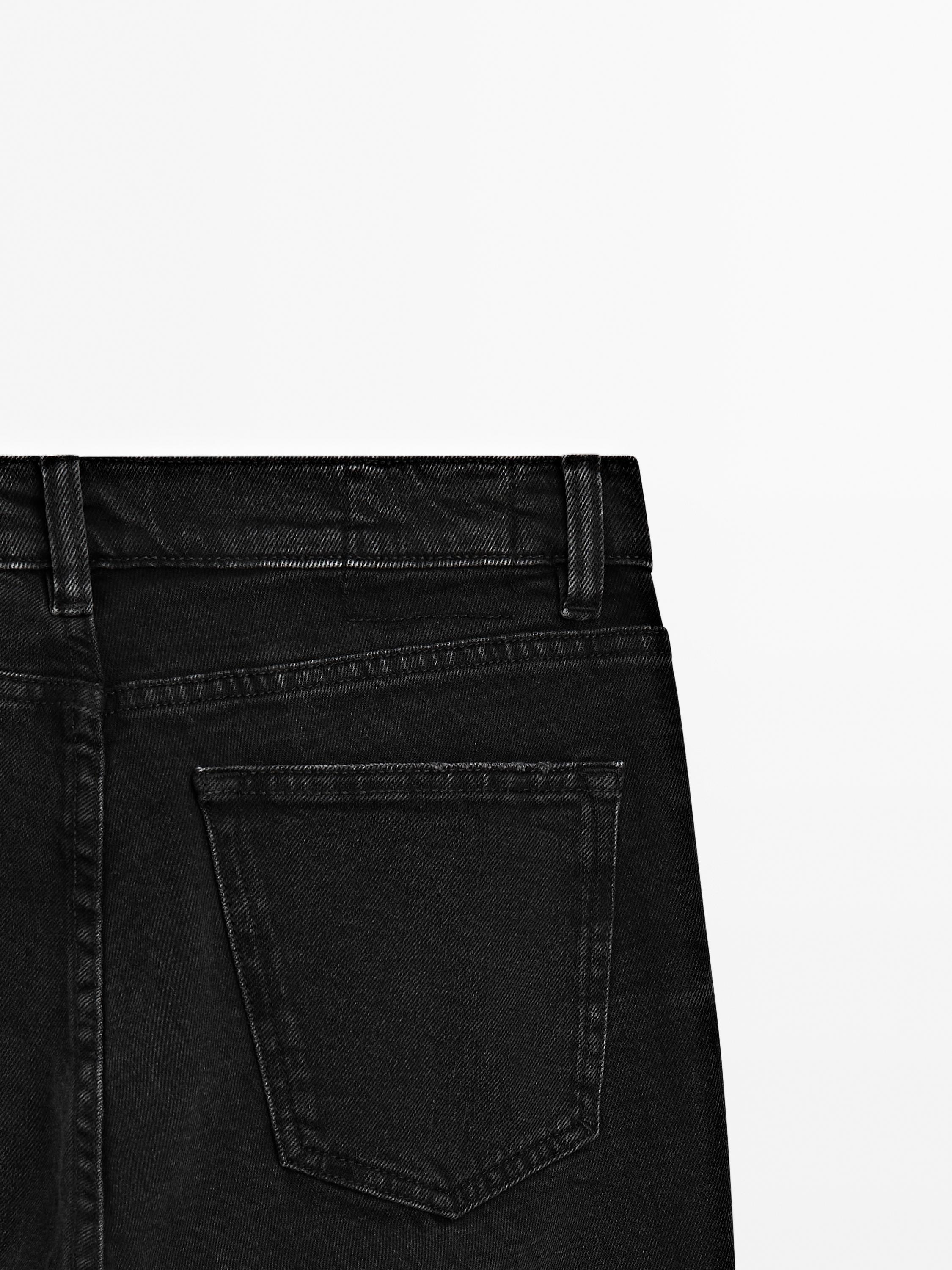Mid-rise cropped slim fit jeans — BLACK