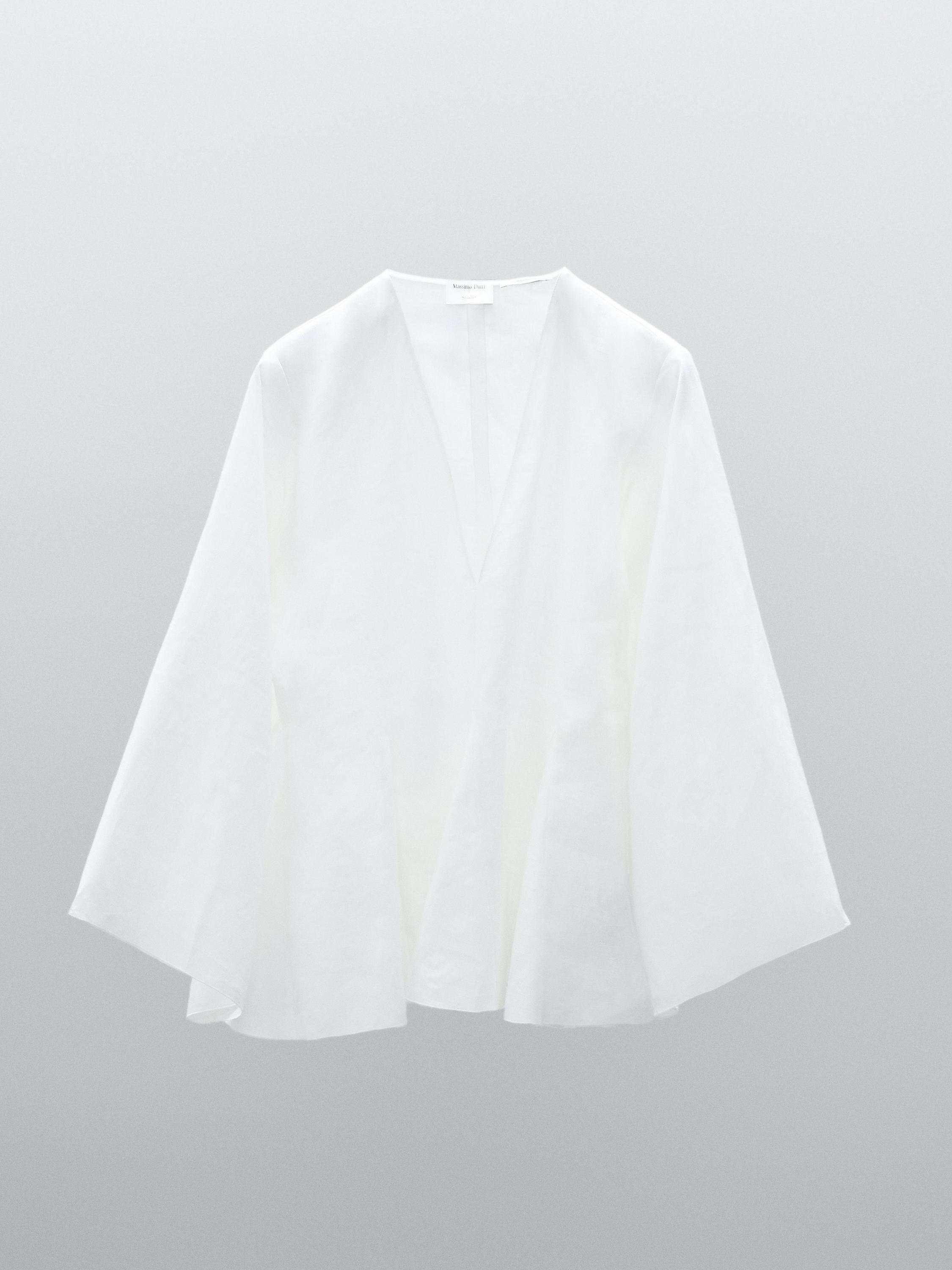 100% linen blouse with godet details - STUDIO