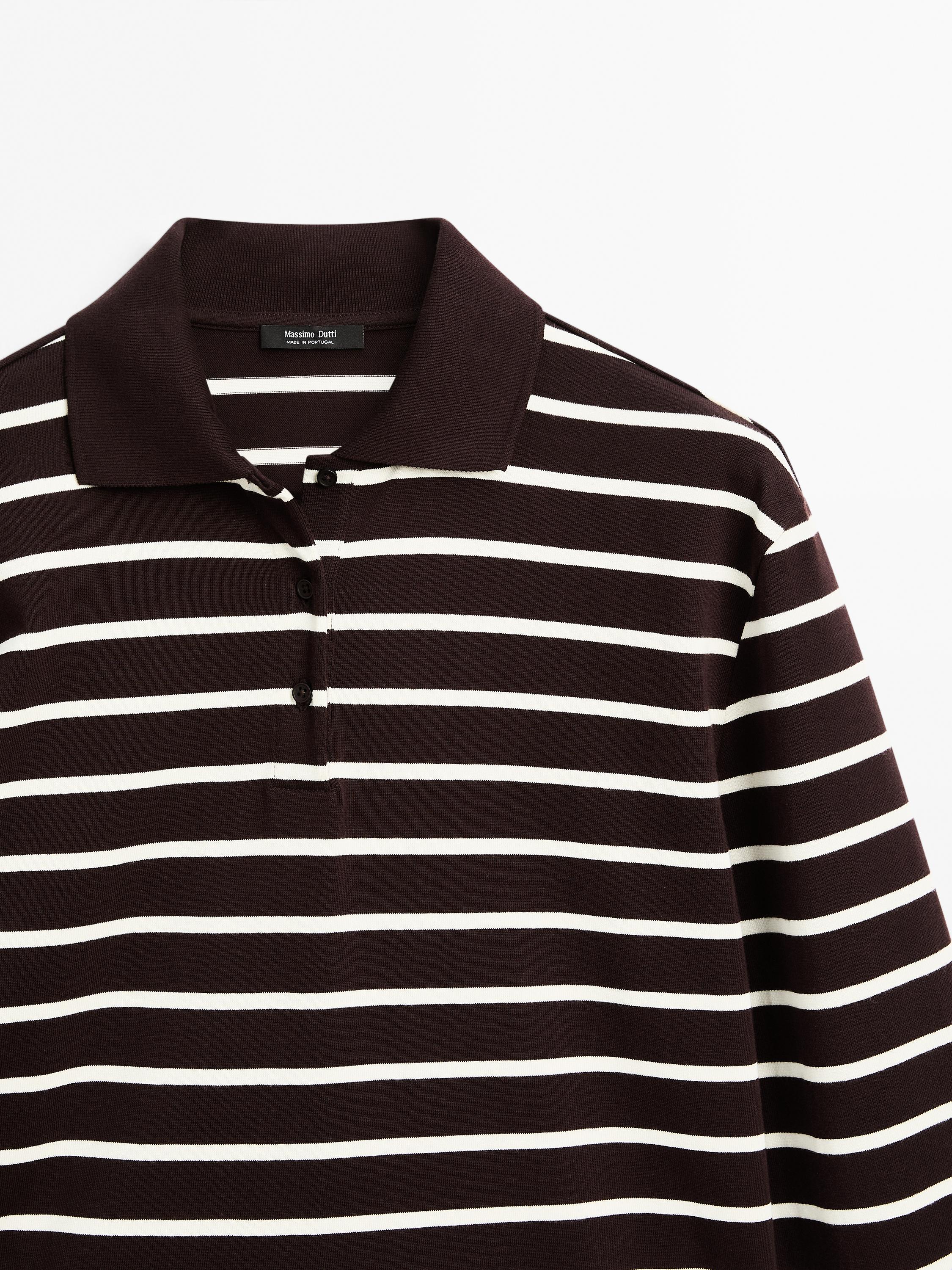 100% cotton striped polo shirt