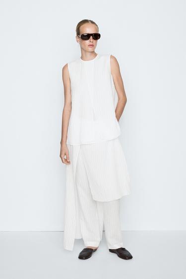 Flowing striped cape top - STUDIO — WHITE 1