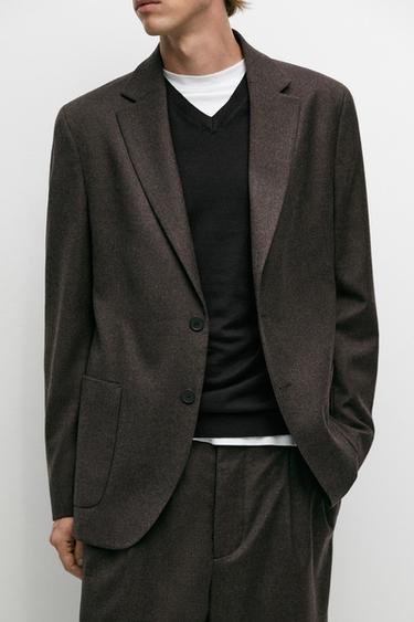 100% wool suit blazer — BROWN 8