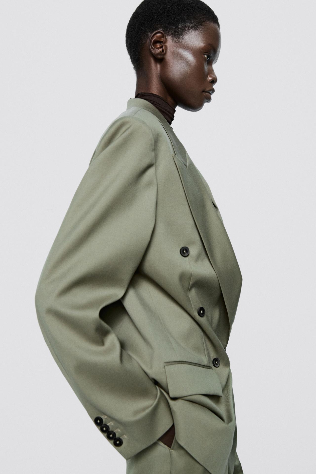 Oversize double-breasted suit blazer - LIMITED EDITION — Green-grey