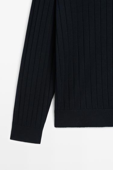 100% cotton ribbed knit sweater — NAVY BLUE 7