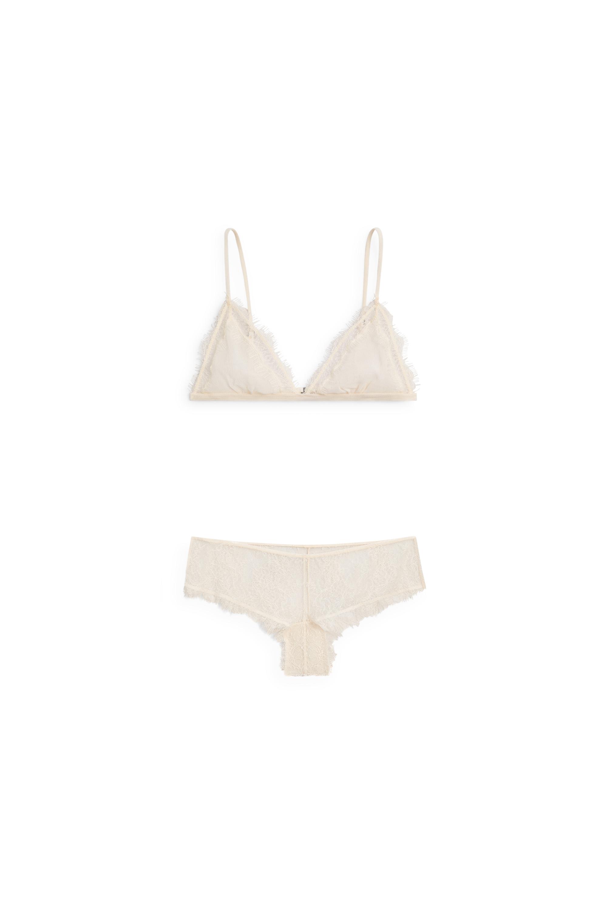 Bralette with lace detail — CREAM