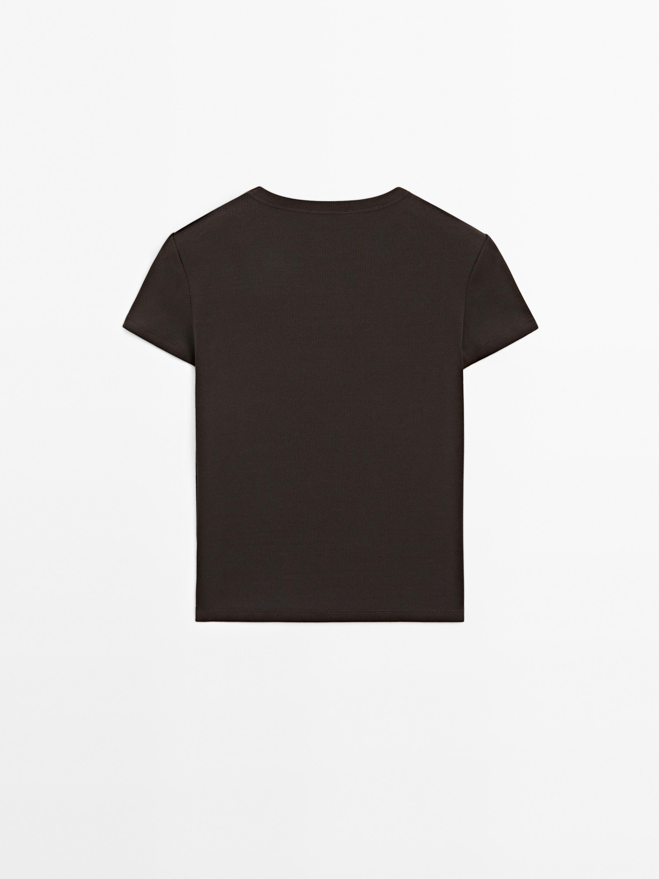 Ribbed heavy weight short sleeve T-shirt — BROWN