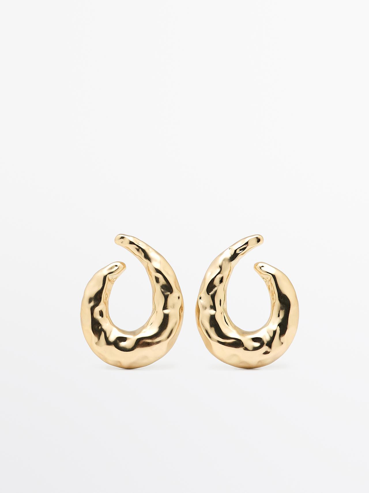 Pendientes Aro Textura - Dorado - 01 - Massimo Dutti - Mujer