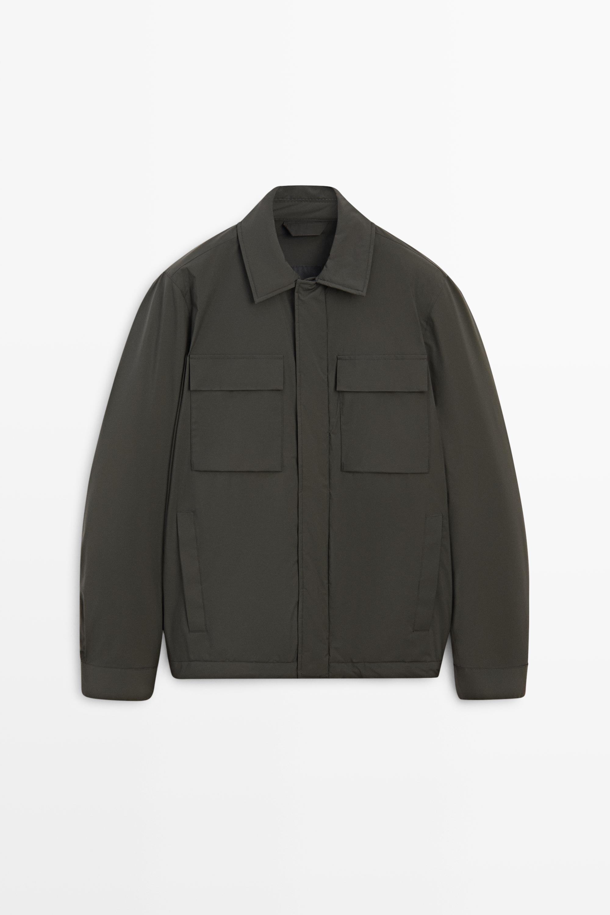 Technical fabric pocket detail jacket — Green-grey