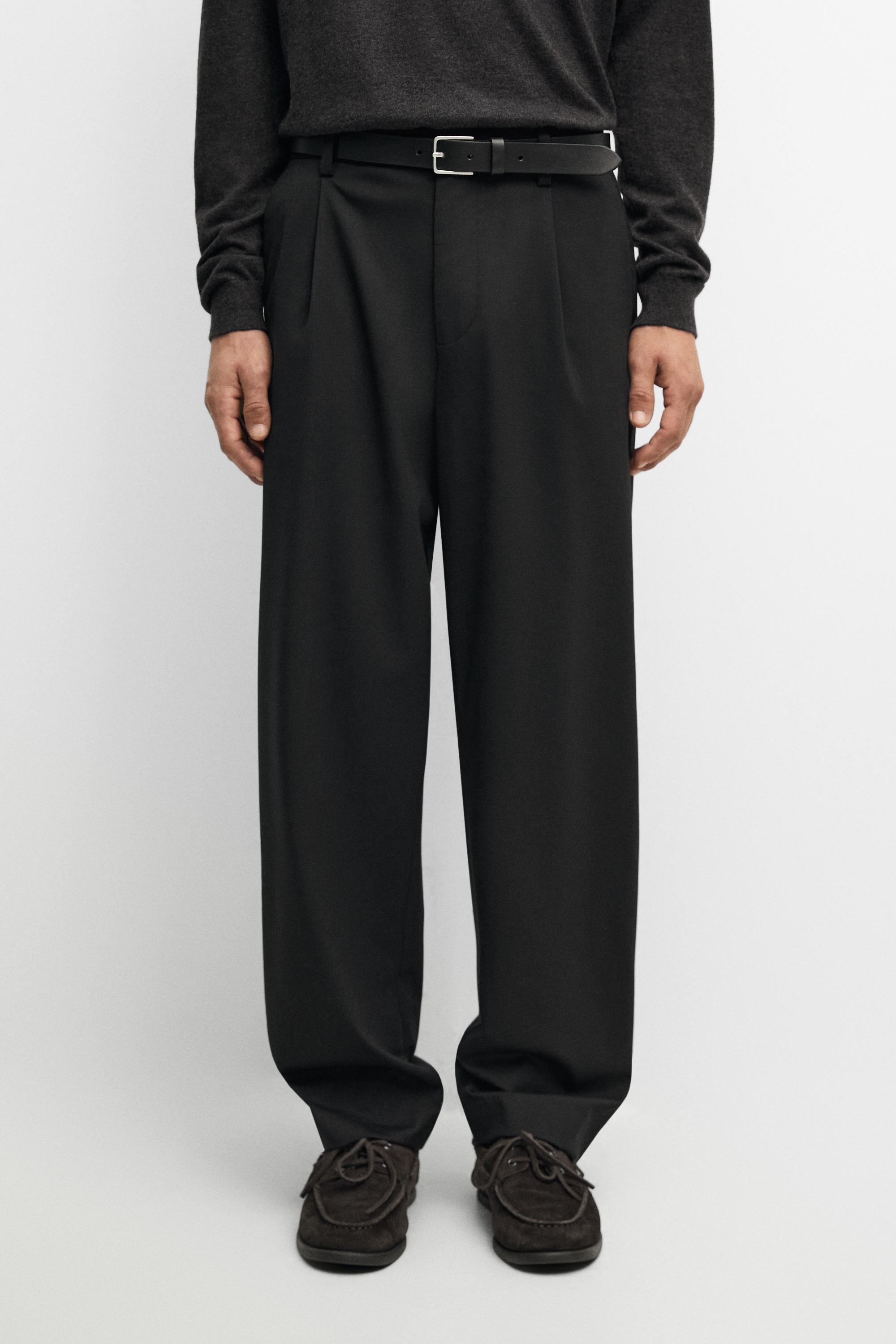 Wool blend cool wool darted pants — BLACK