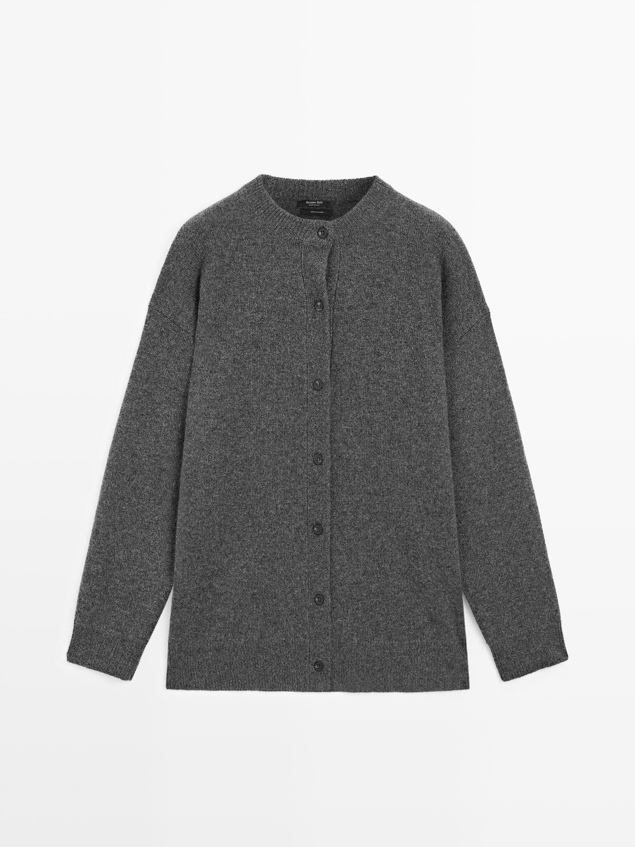 100% cashmere oversize knit cardigan — ANTHRACITE GREY