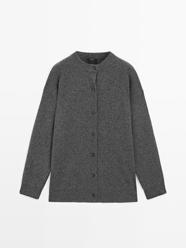 100% cashmere oversize knit cardigan — ANTHRACITE GREY 2