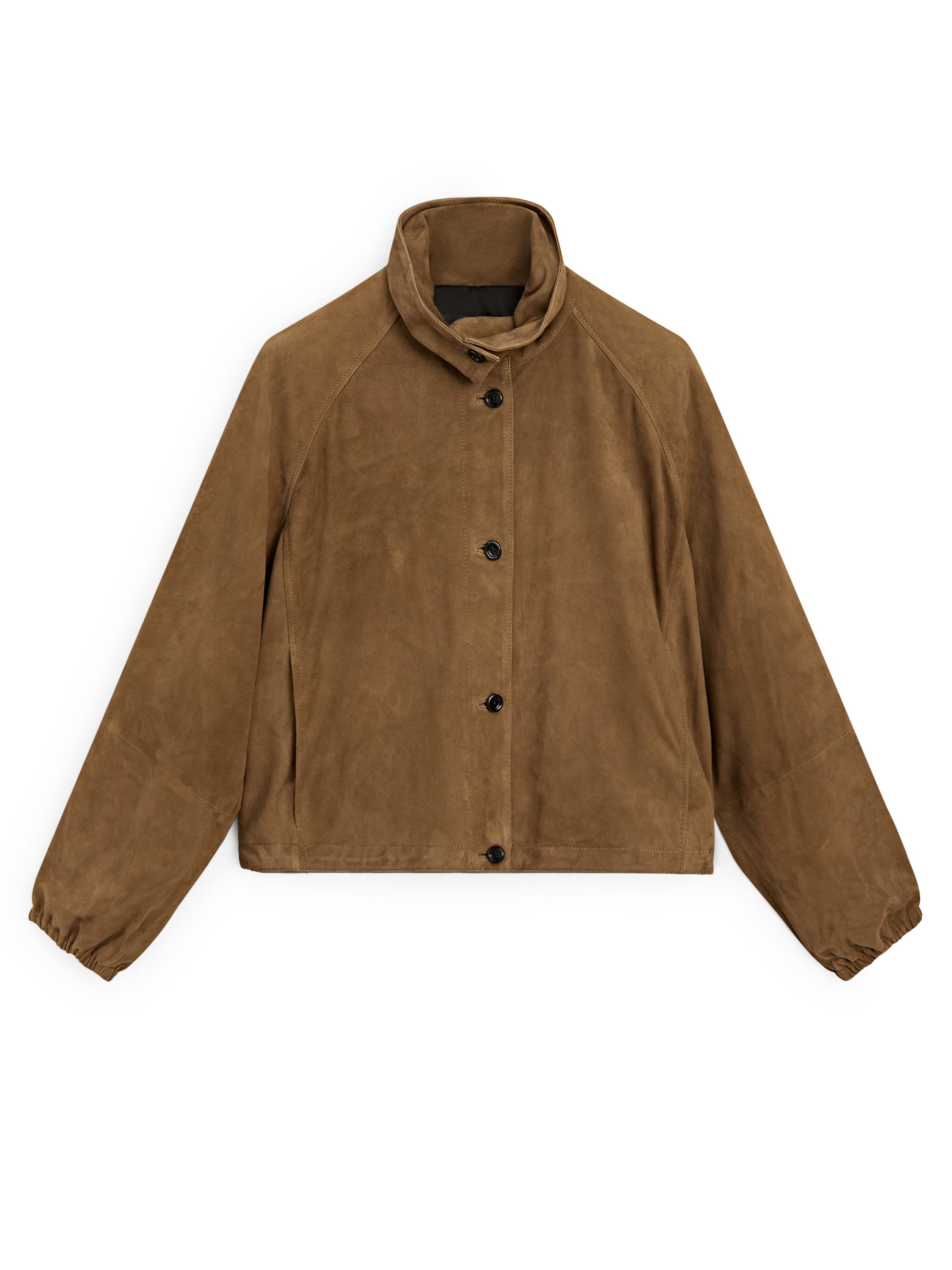 Short suede leather bomber jacket — Washed