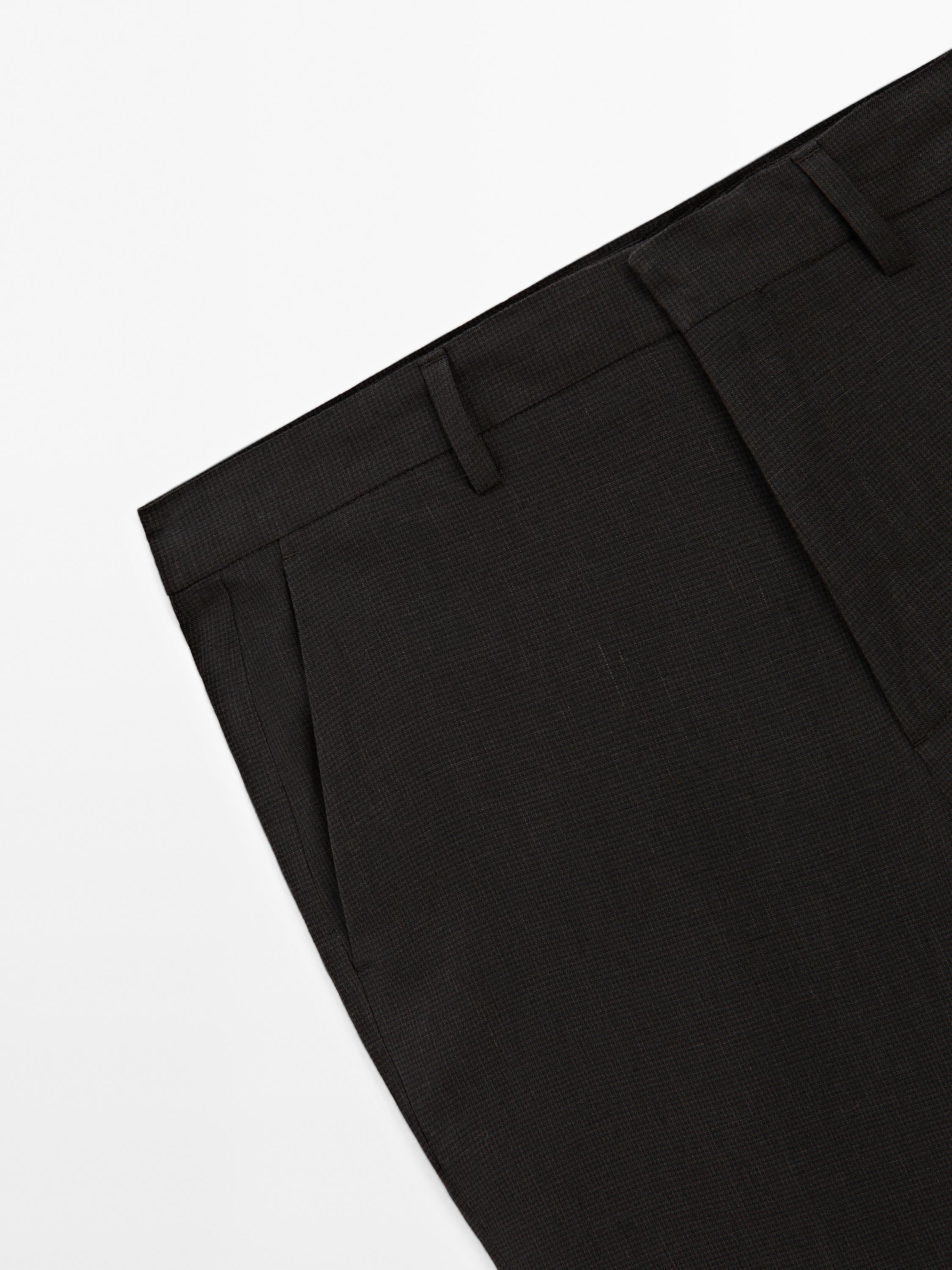 100% linen houndstooth trousers