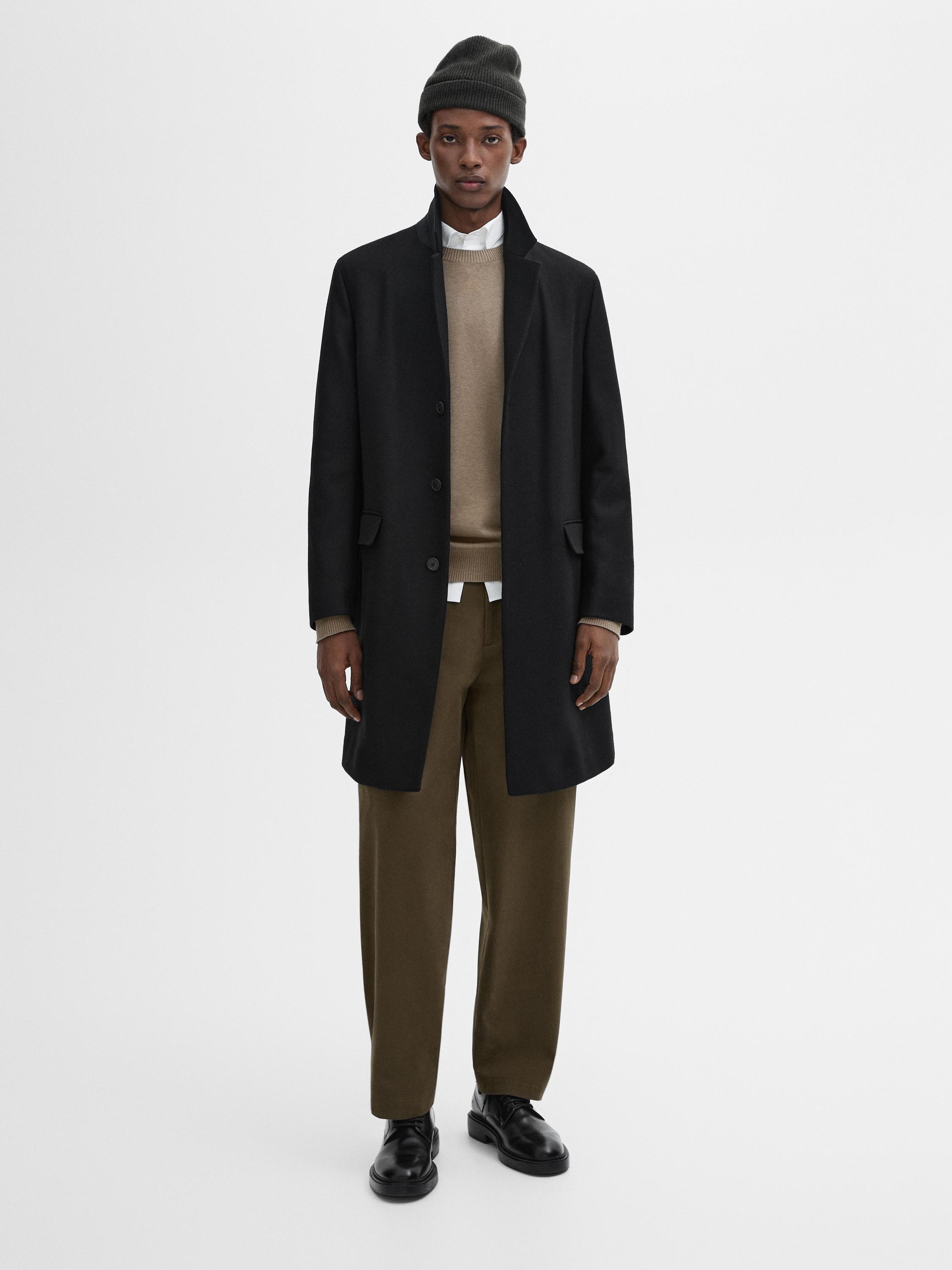 Long wool blend coat Black Coats And Jackets Massimo Dutti