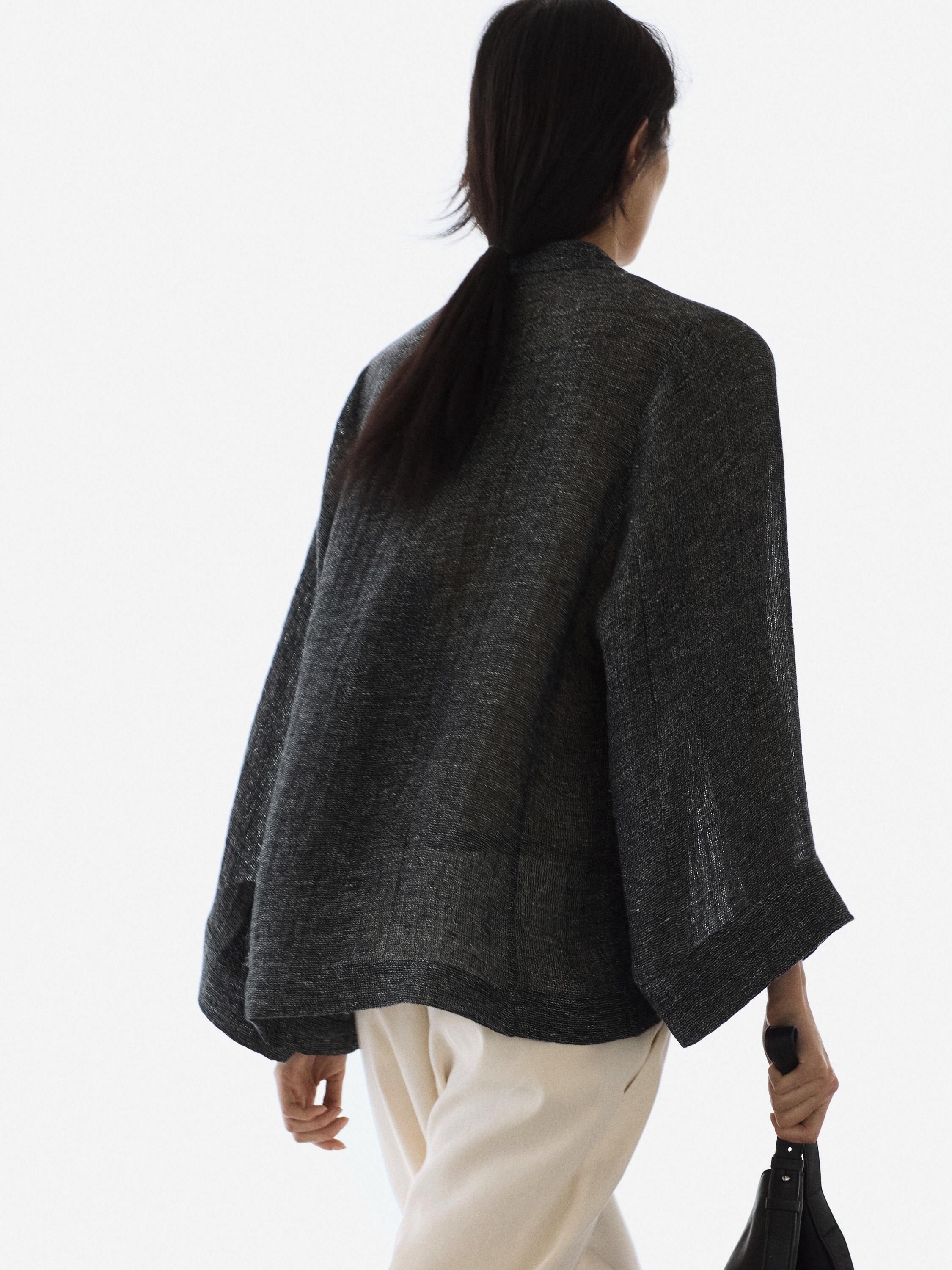 Melange linen blouse — GREY