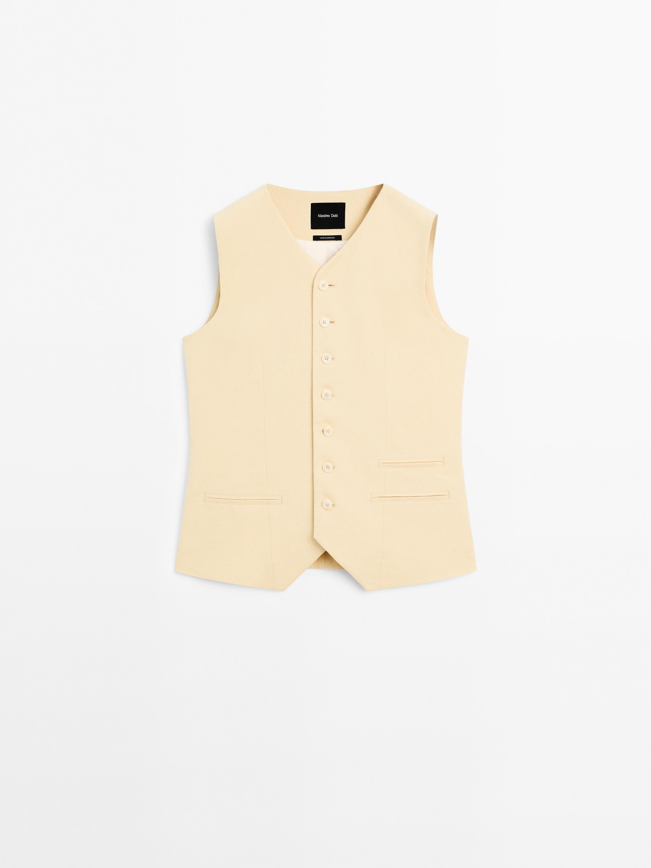 Linen blend suit waistcoat