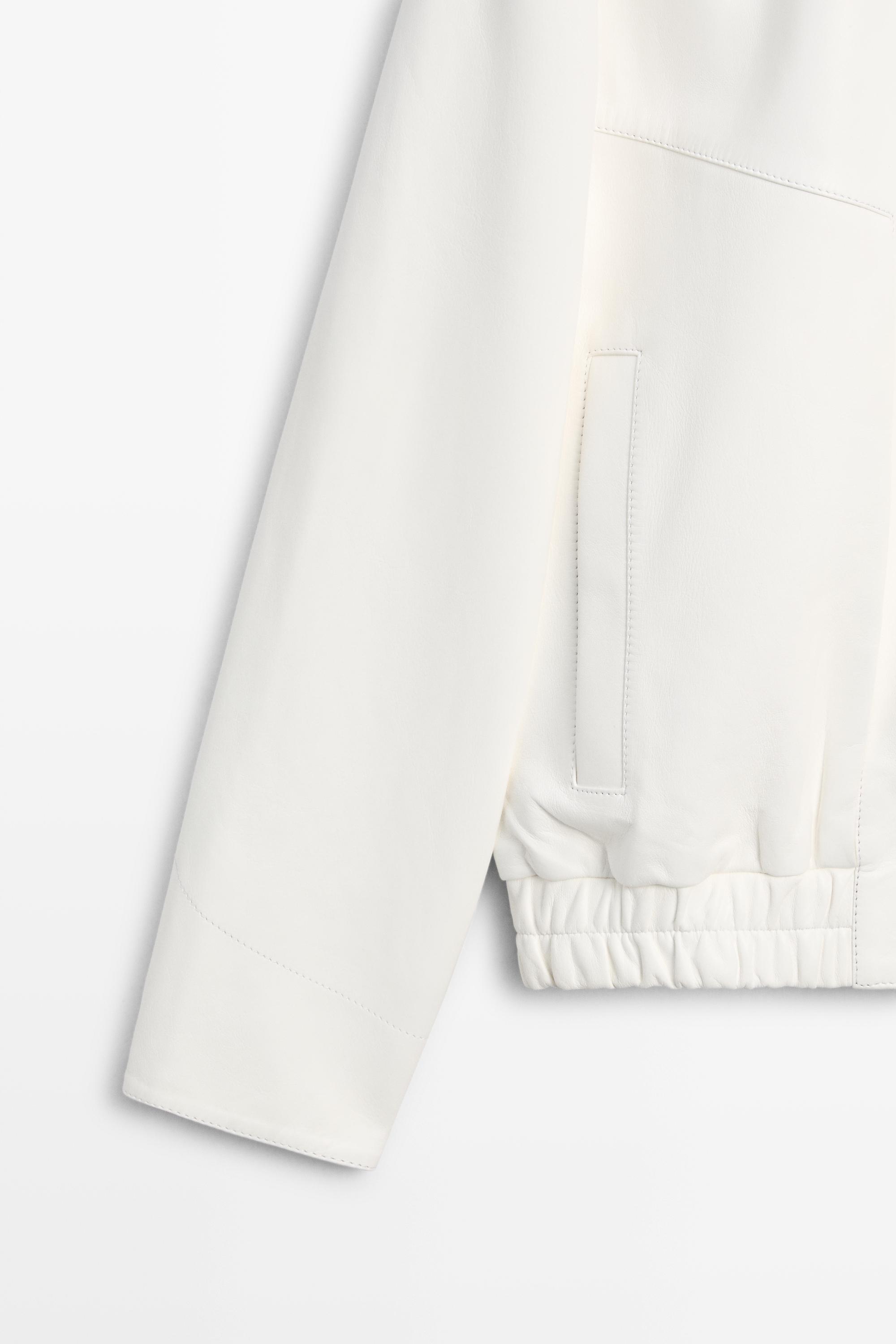 Nappa leather bomber jacket — WHITE