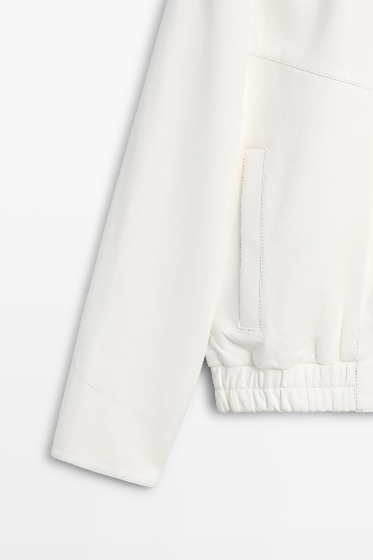 Nappa leather bomber jacket — WHITE