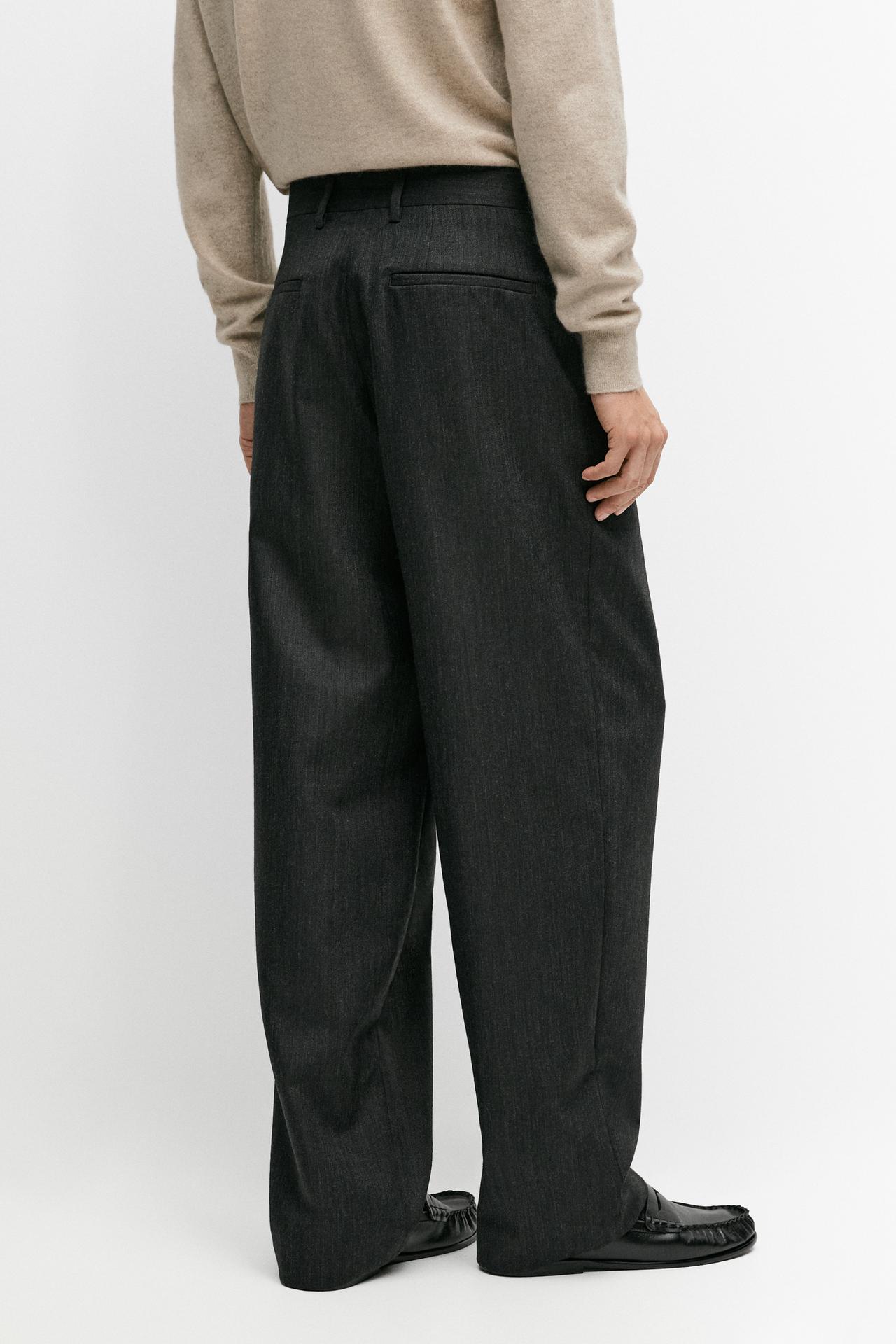 Relaxed fit wool trousers with flecked detail — CHARCOAL