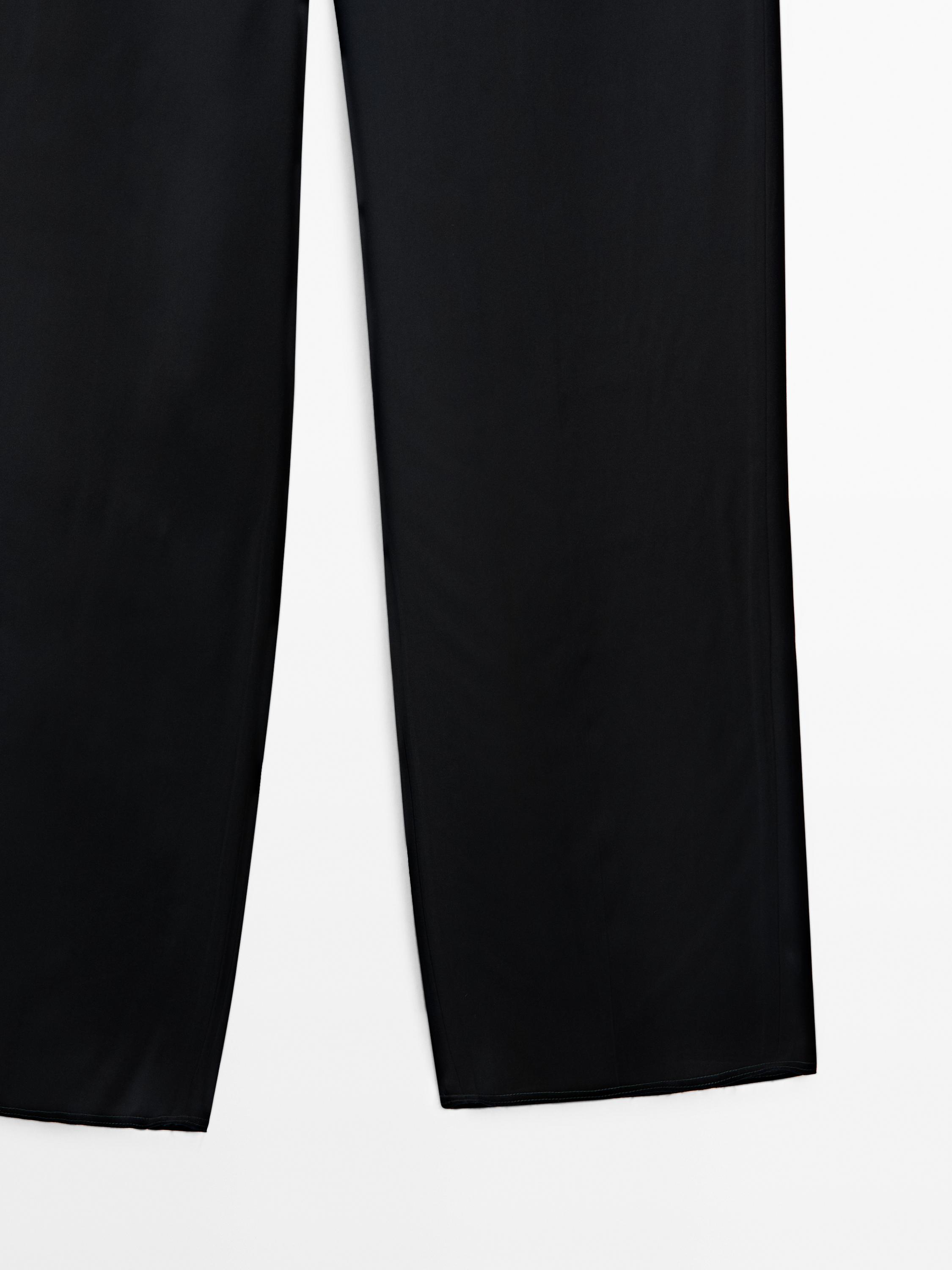 Flowing textured satin trousers