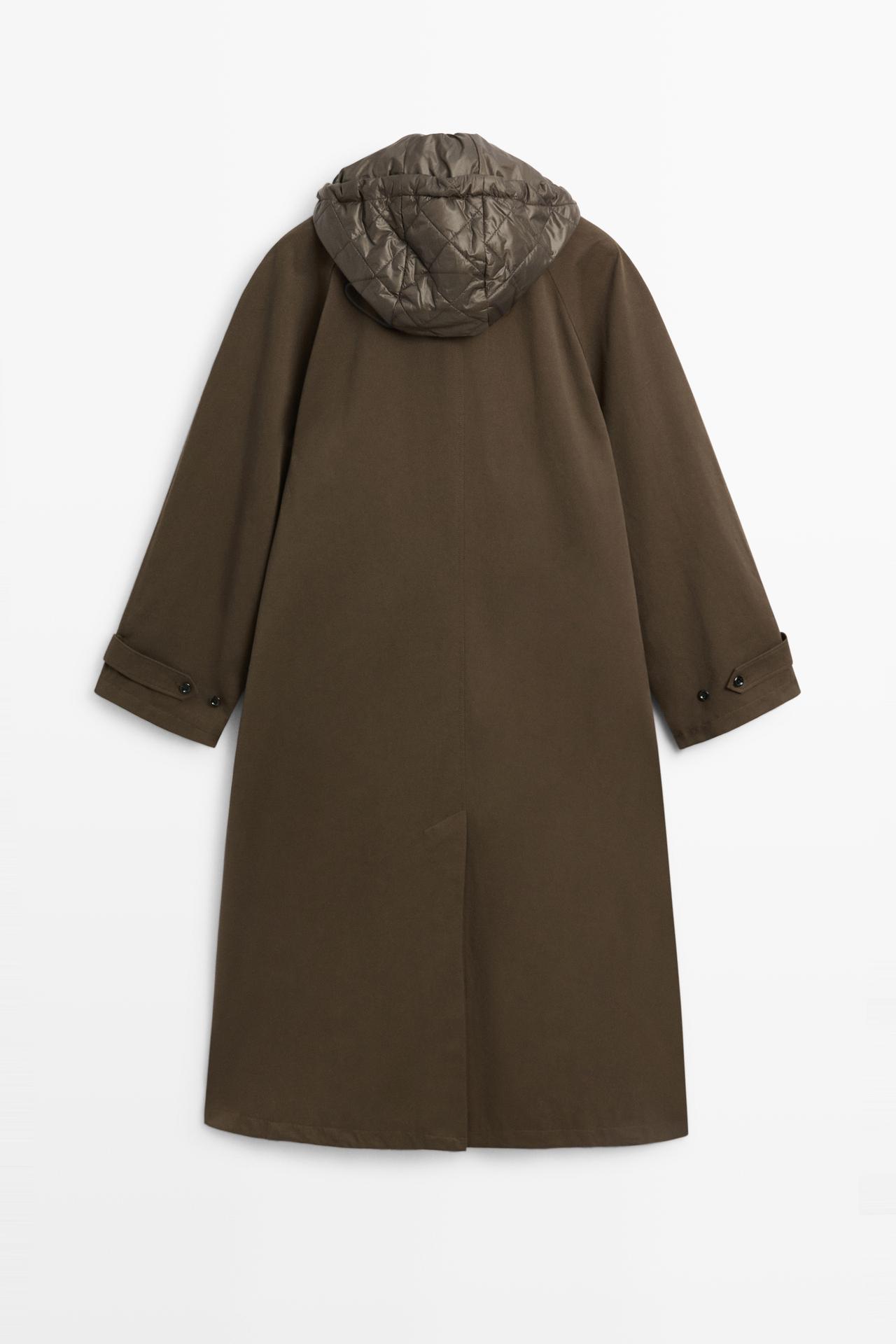 Removable hood trench coat — KHAKI