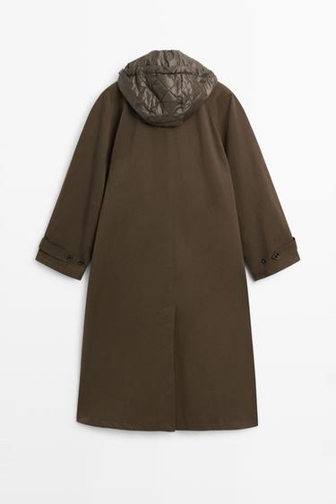 Removable hood trench coat — KHAKI 6