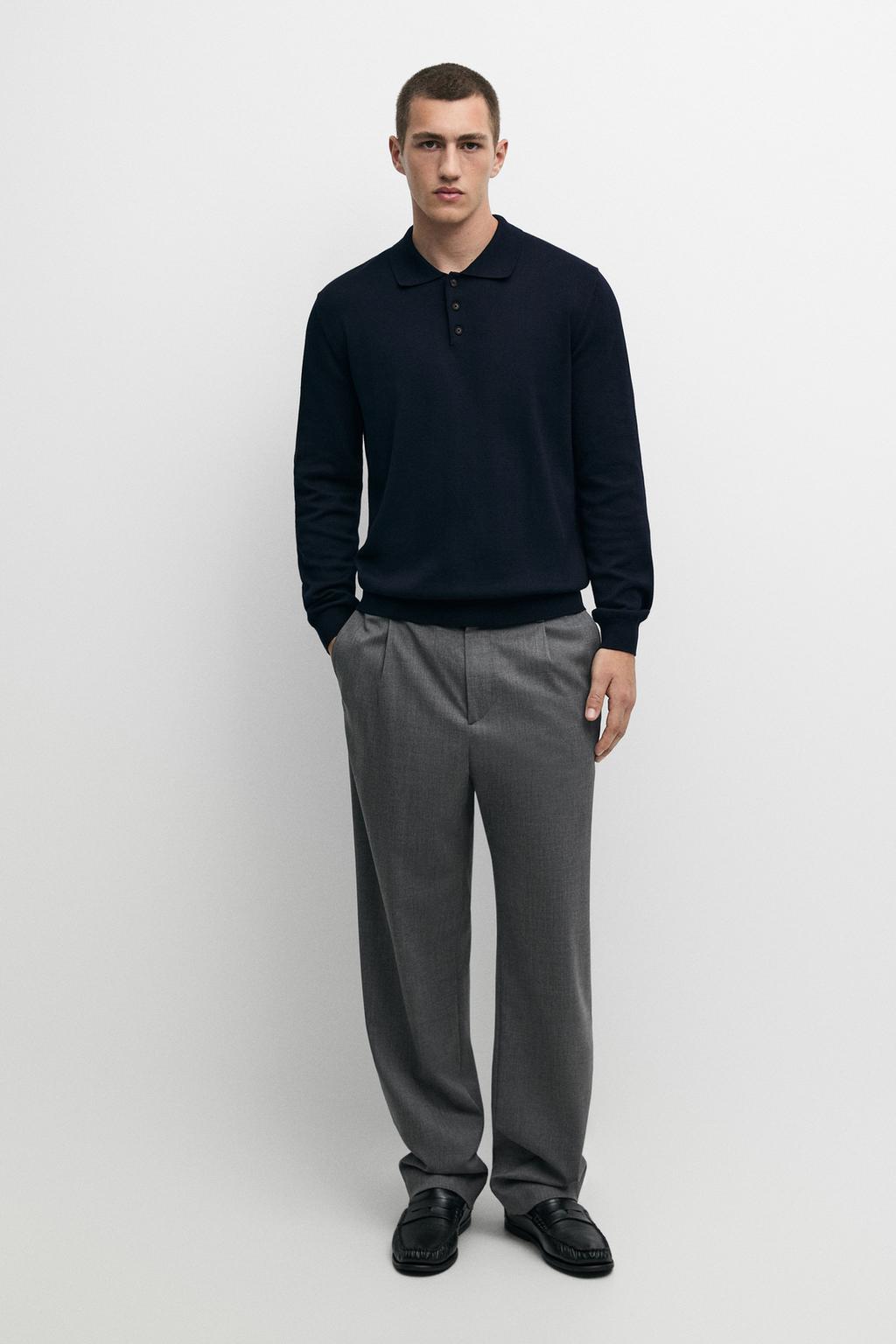 100% cotton knit polo sweater