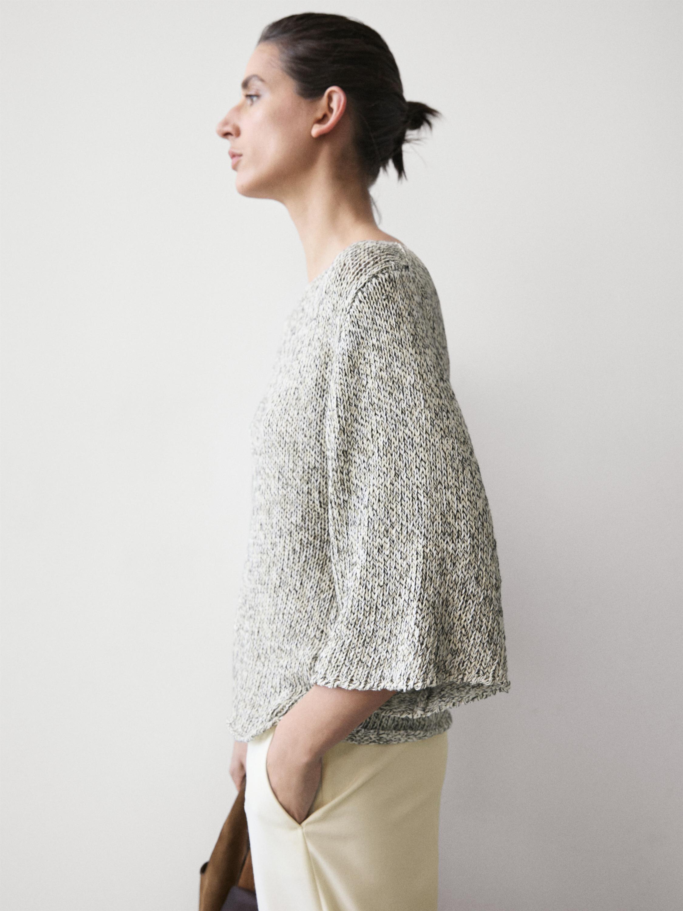 100% cotton knit cape sweater — PALE GREY