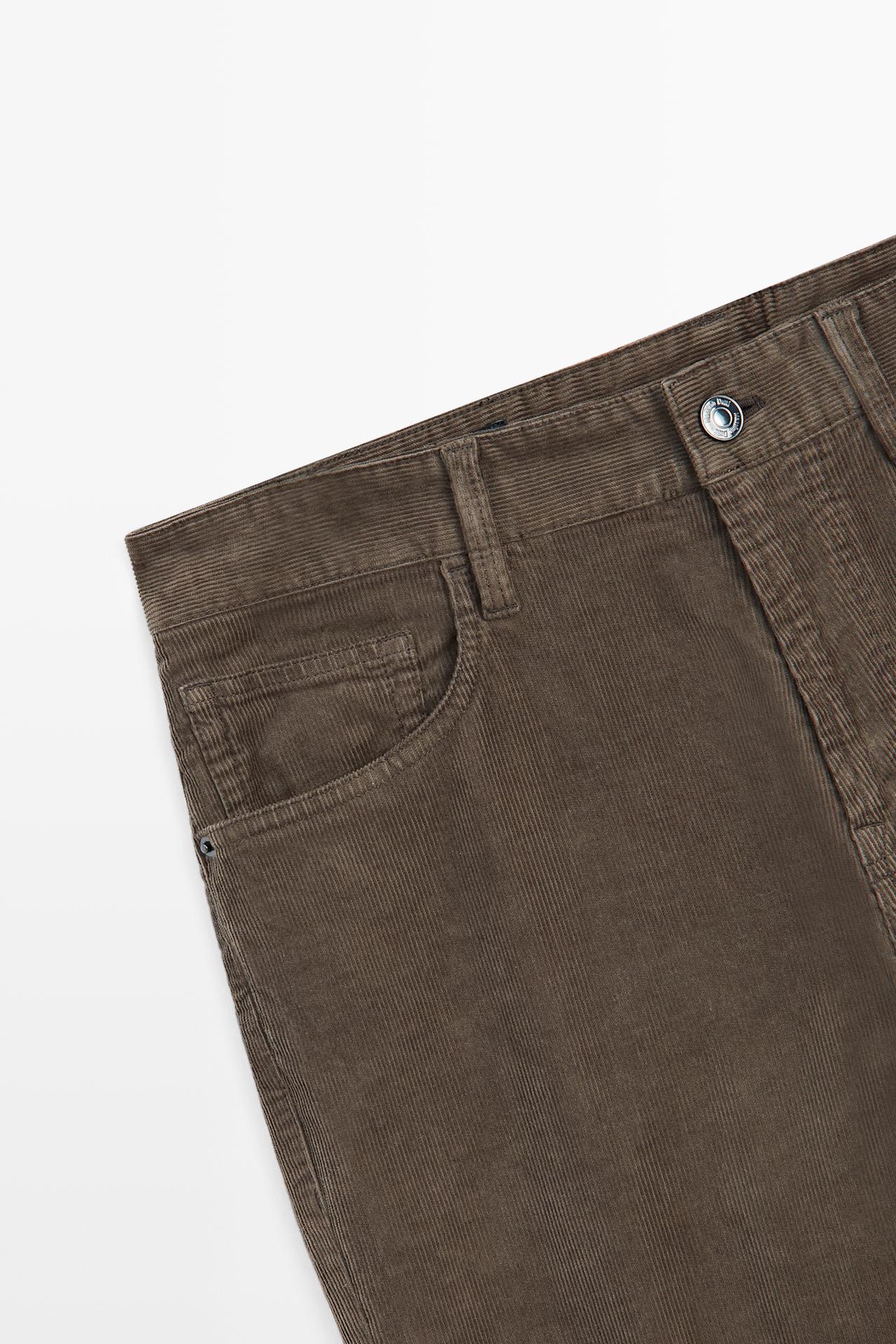 Corduroy tapered fit pants — KHAKI GREEN