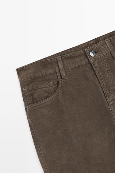 Corduroy tapered fit pants — KHAKI GREEN 7