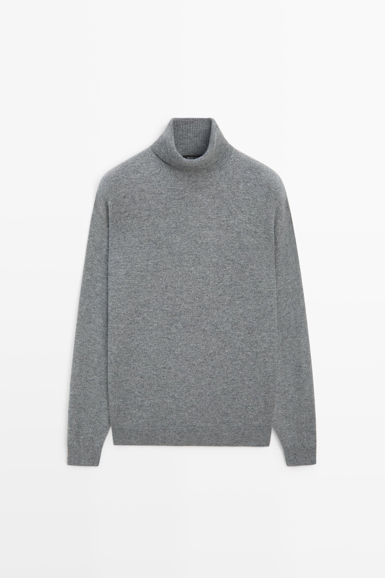 100% wool knit turtleneck sweater — ANTHRACITE GREY
