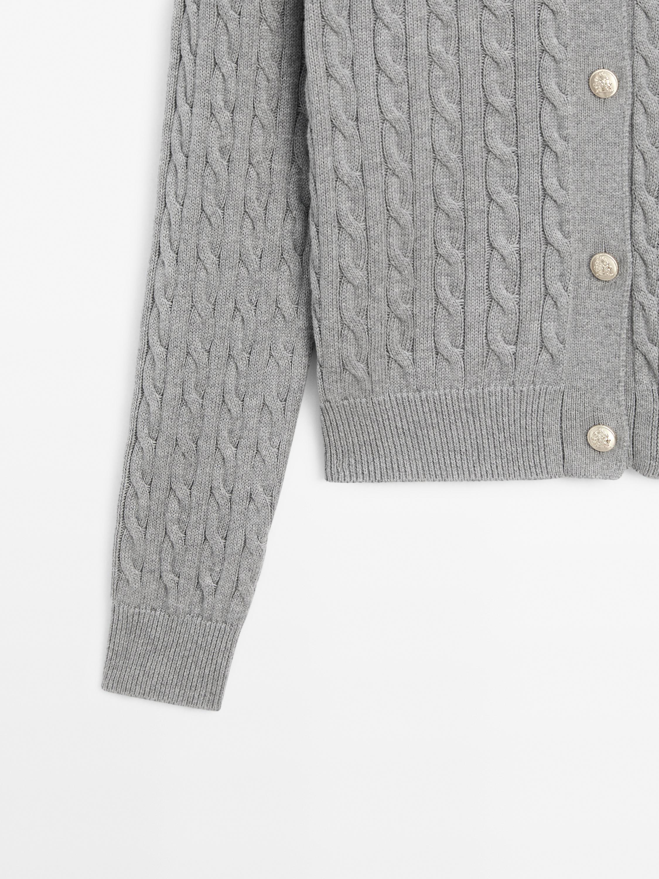 100% Cotton cable-knit cardigan
